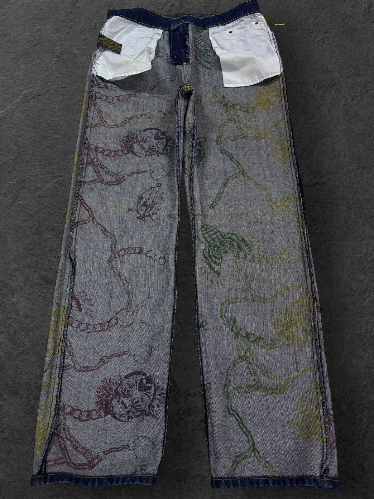 Christian Audigier Vtg Ed Hardy Christian Audigier Embroidered Studded Jeans Size US 32 / EU 48 - 3 Thumbnail