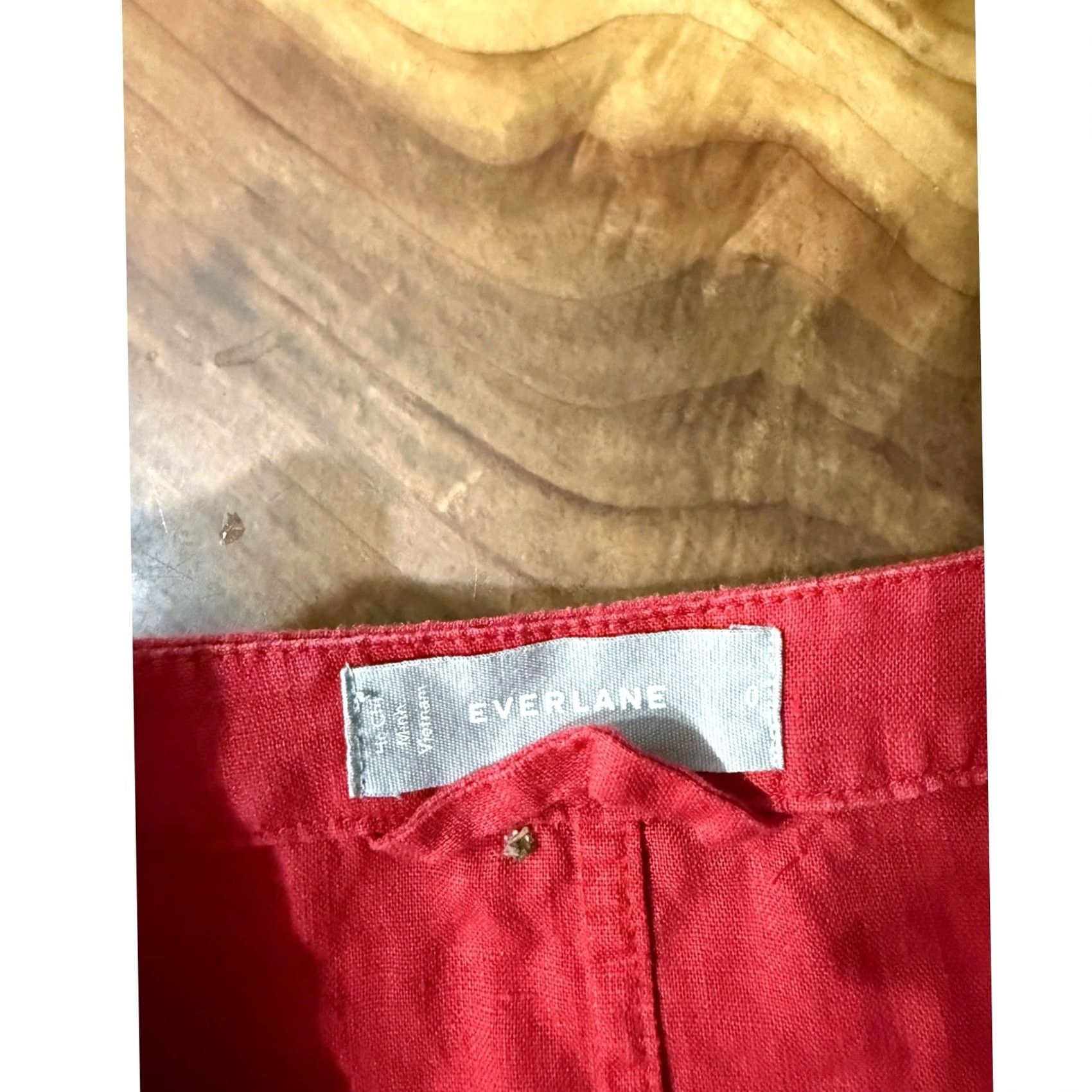 Everlane Everlane Tie Womens 0 Red Women Jumpsuit Linen Button waist Short sleeve JJ22 Size 25" / US 0 / IT 36 - 4 Thumbnail