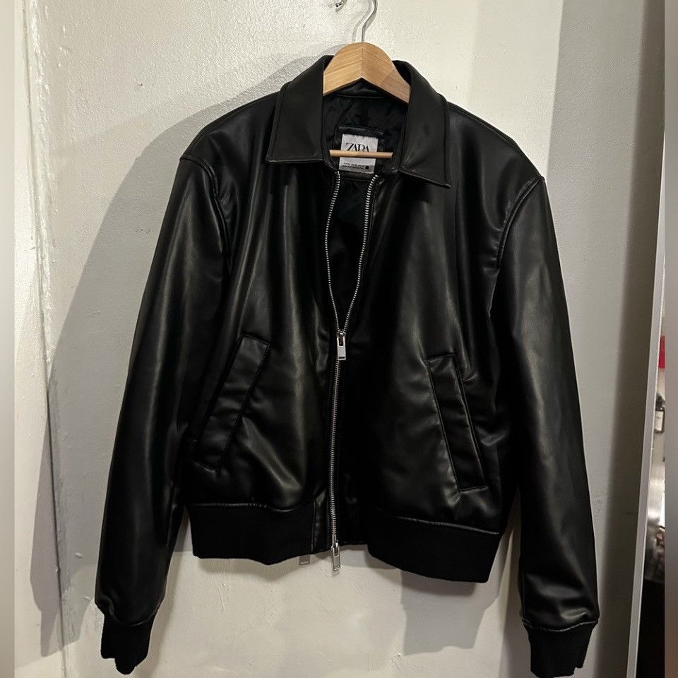 Zara Zara Man Leather Bomber XL Size US XL / EU 56 / 4 - 1 Thumbnail