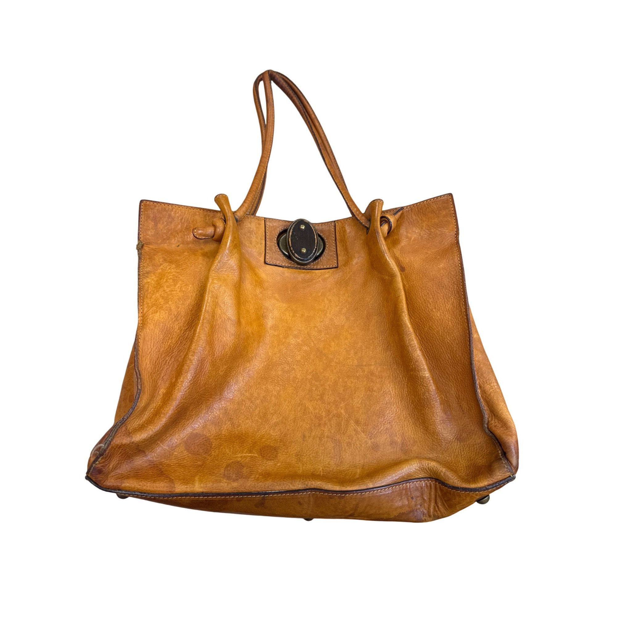 Designer Paolo Masi Womens brown Vintage Leather Shoulder Handbag SKU Size ONE SIZE - 1 Thumbnail