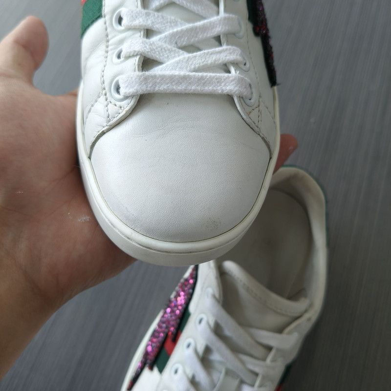 Gucci Gucci Stylish Leather Sneakers in White and Green Size US 5.5 / EU 38 - 6 Thumbnail