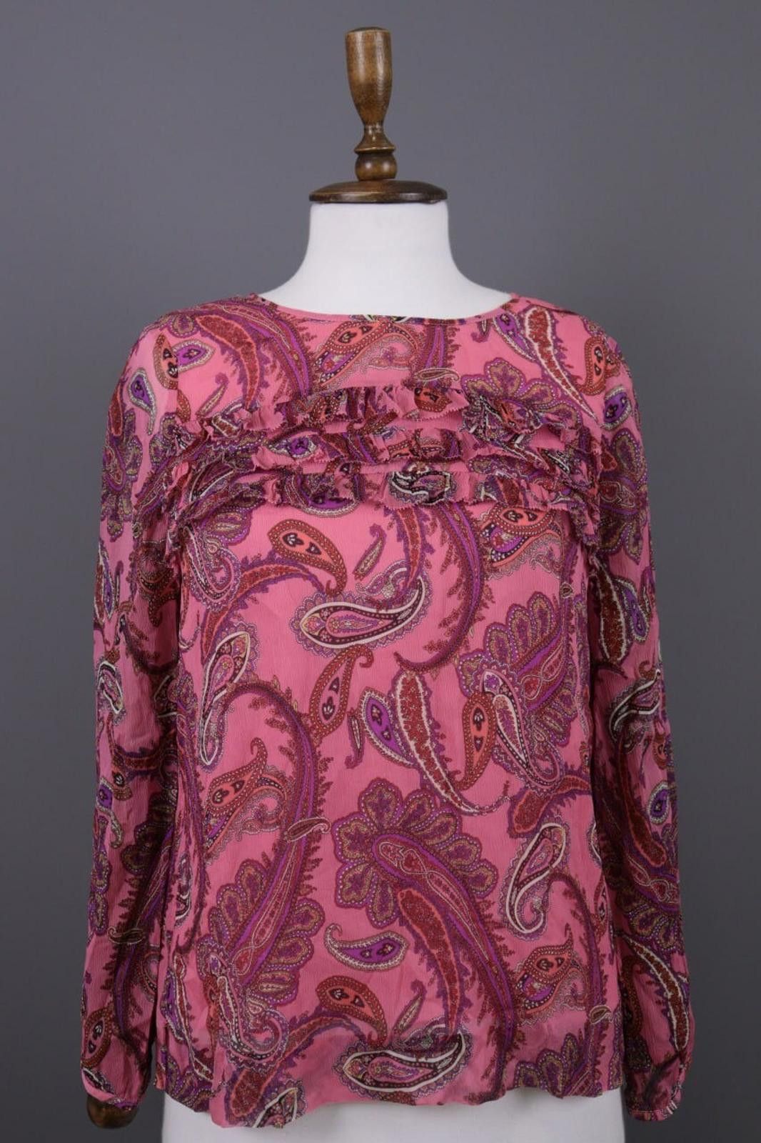 J.Crew J.Crew Pink Silk Paisley Drawstring Blouse Shirt Size 6 / S Size S / US 4 / IT 40 - 1 Thumbnail