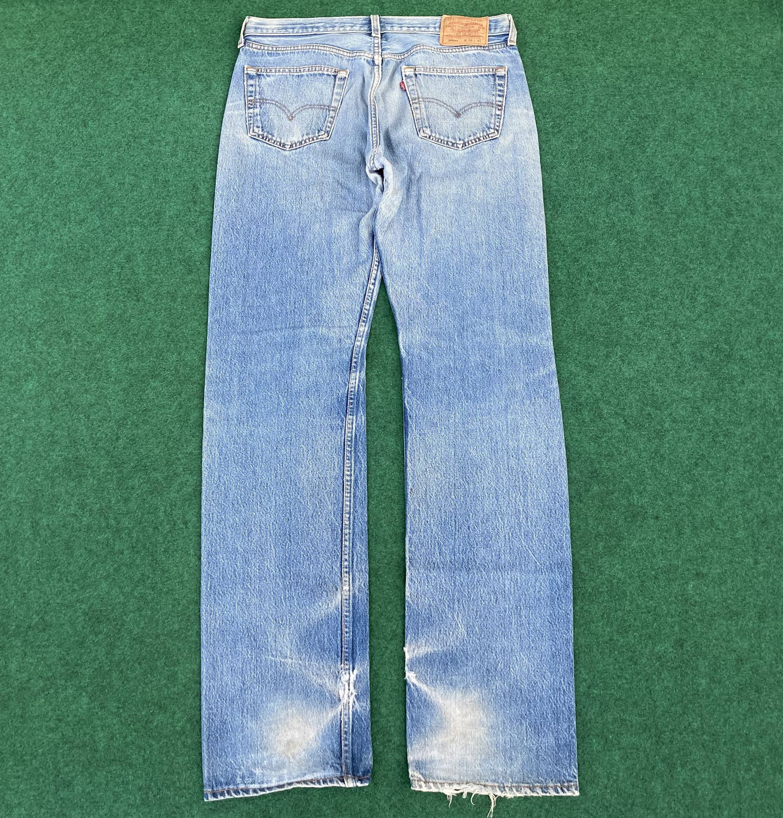 Levi's 35x37 Vtg Levis 501xx Distressed Ripped Light Wash Jeans Size US 35 - 16 Thumbnail