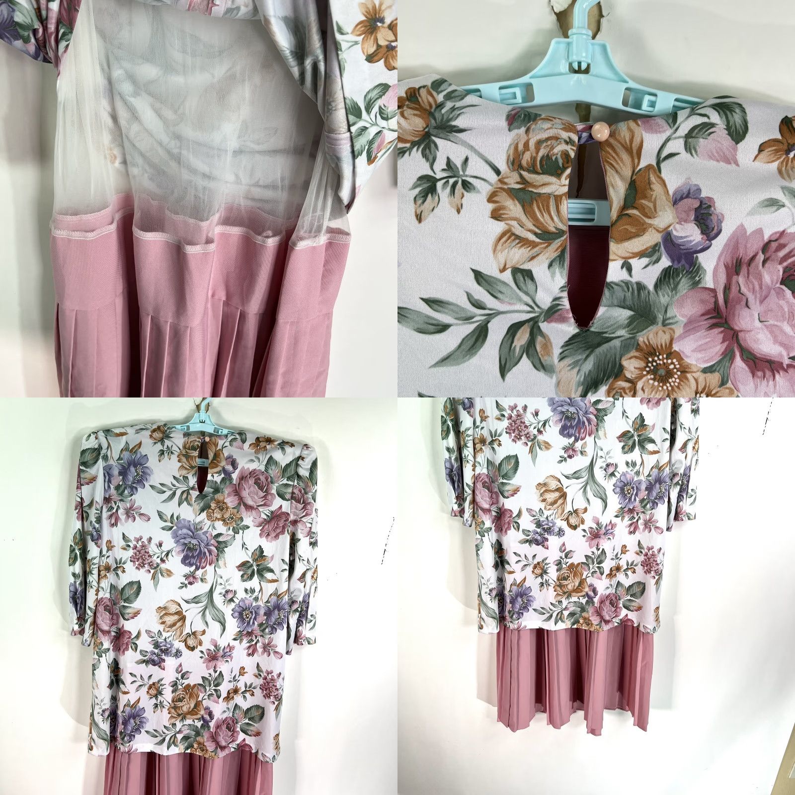 Vintage VINTAGE Studio C Dress Sh dp Waist Floral Pleated Peplum Dress 16 Pink Women Sized 16 Knee Length Fall Spring Summer 16 Womens Size XXL / US 16-18 / IT 52-54 - 8 Thumbnail