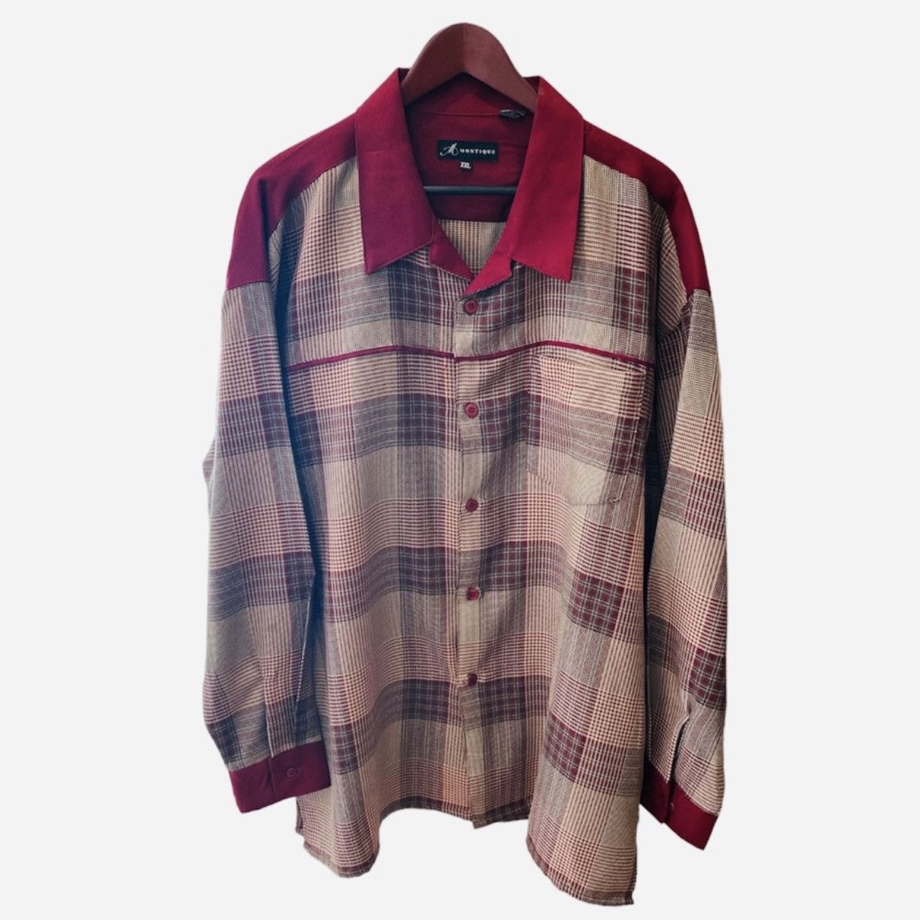 Vintage Retro Grandpa Plaid Shacket Button Down Shirt Red Size US XXL / EU 58 / 5 - 1 Thumbnail