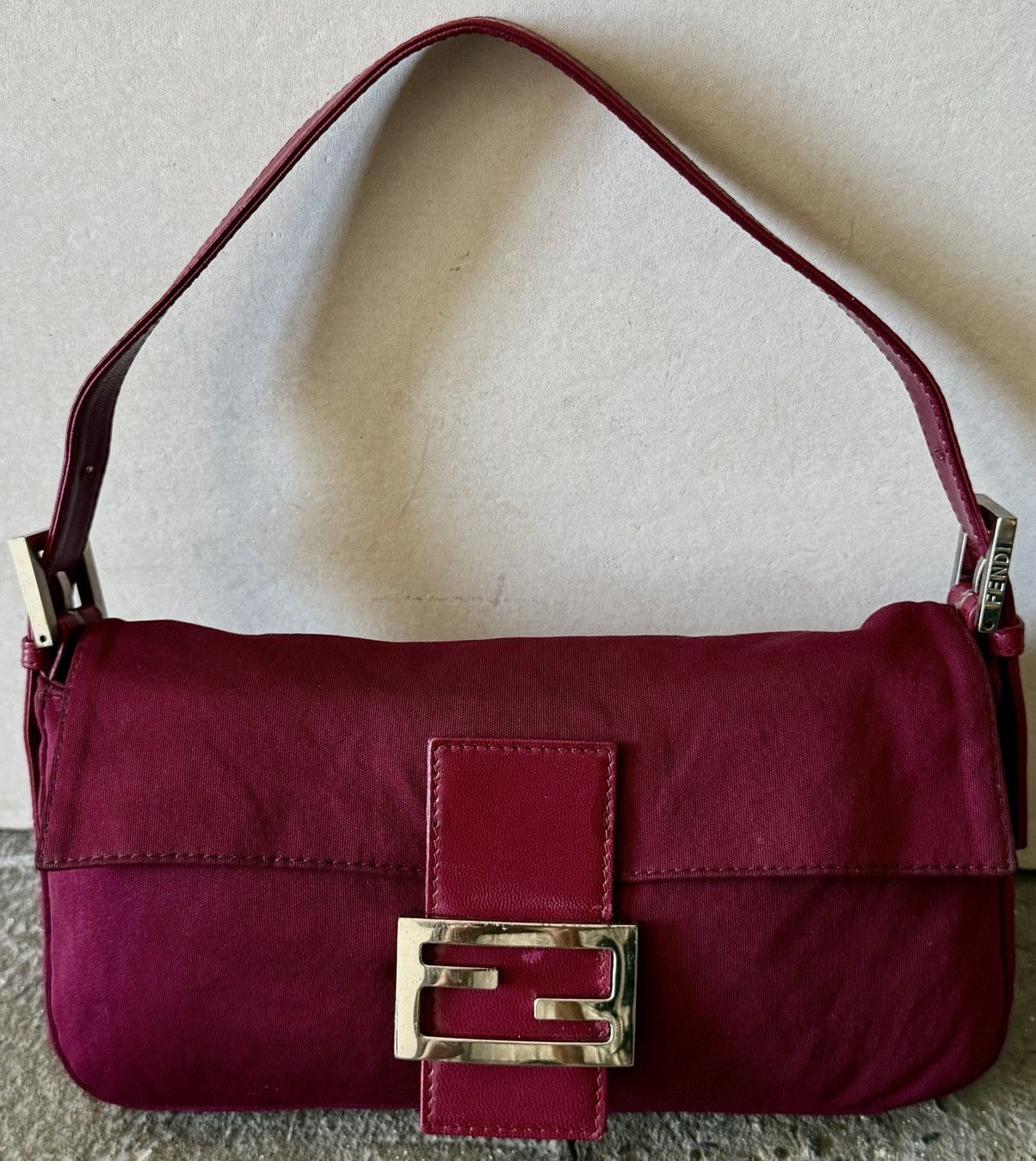 Fendi - 2000’s - Classic Baguette - Raspberry Neoprene Bag