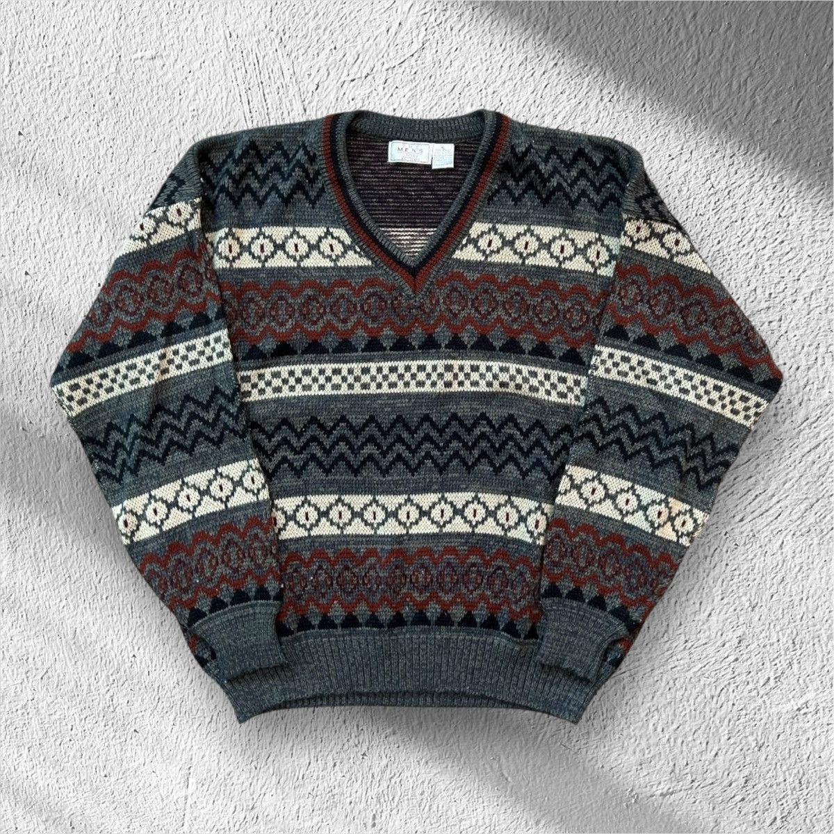 Sears Vintage 90s The Men’s Store Sears V-Neck Knit Sweater – XL Size US XL / EU 56 / 4 - 1 Thumbnail