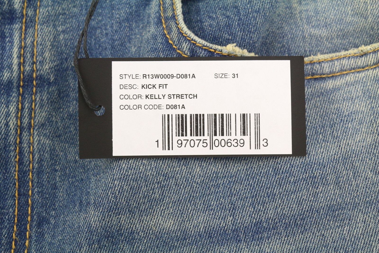 R13 KICK FIT 31 Kelly Faded Distress PS26 88281 Size 31" - 8 Thumbnail