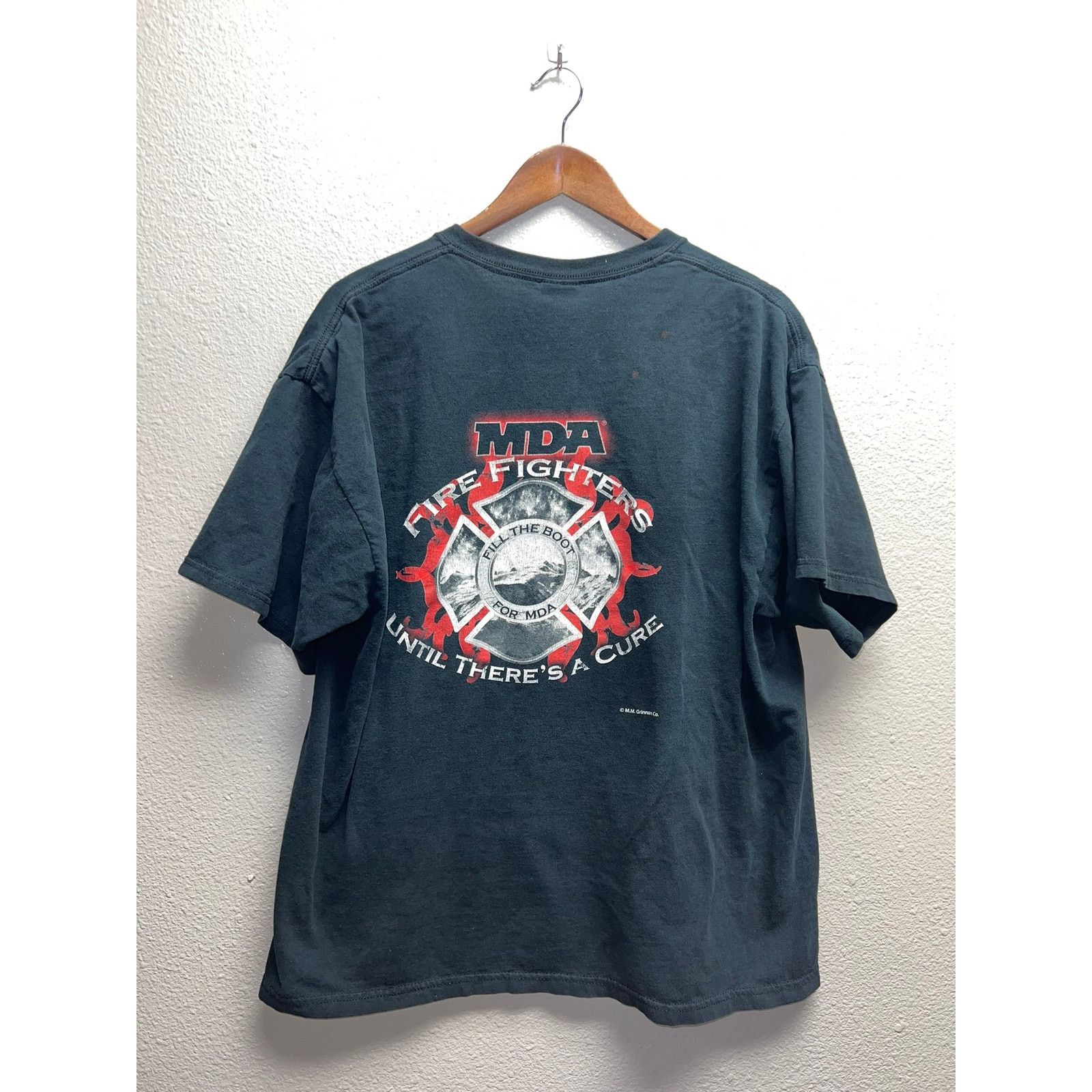 Gildan Vintage Fill The Boot Fire Fighter Shirt MDA Black Tee VTG X Size US XL / EU 56 / 4 - 1 Thumbnail