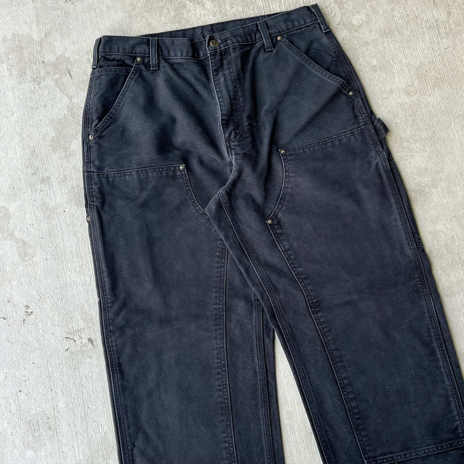 Carhartt × Vintage Carhartt black black double knee work wear carpenter pants Size US 33 - 2 Thumbnail