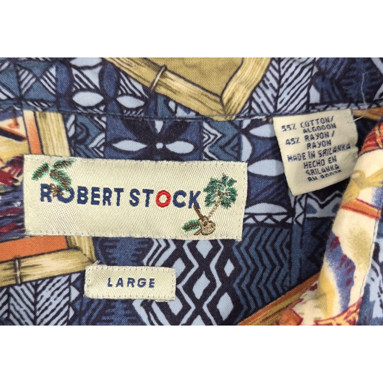 Vintage Robert Stock Shirt Mens Large Button-Up Blue Hawaiian Travel Postcard Aloha Shirt Size US L / EU 52-54 / 3 - 7 Thumbnail