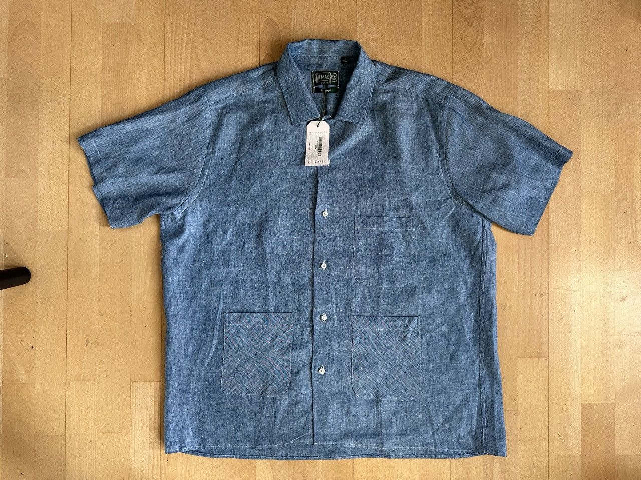 image of Gitman Bros Vintage Gitman Chambray Guyabera, L Fits XL in Blue, Men's