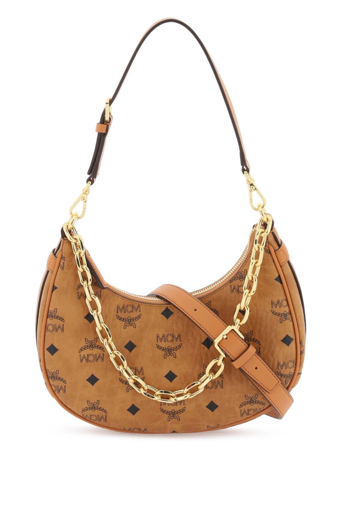 image of MCM Small Aren Hobo Shoulder Bag in Brown, Women's