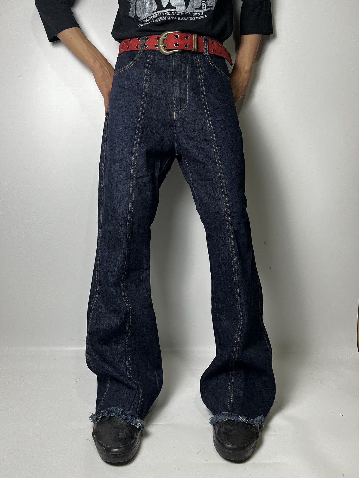 Japanese Brand × Jean Flare stripe denim jeans japanese brand Size US 28 / EU 44 - 1 Thumbnail