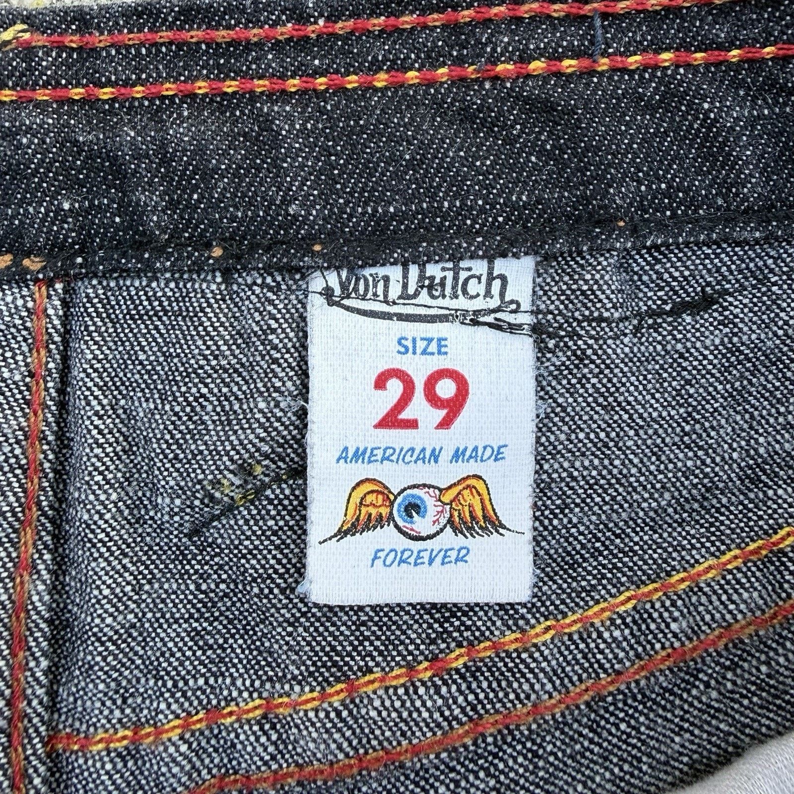 Vintage × Von Dutch Vintage Y2K Von Dutch Low Rise Bell Bottom Flare Denim Jeans Size 29" - 7 Thumbnail