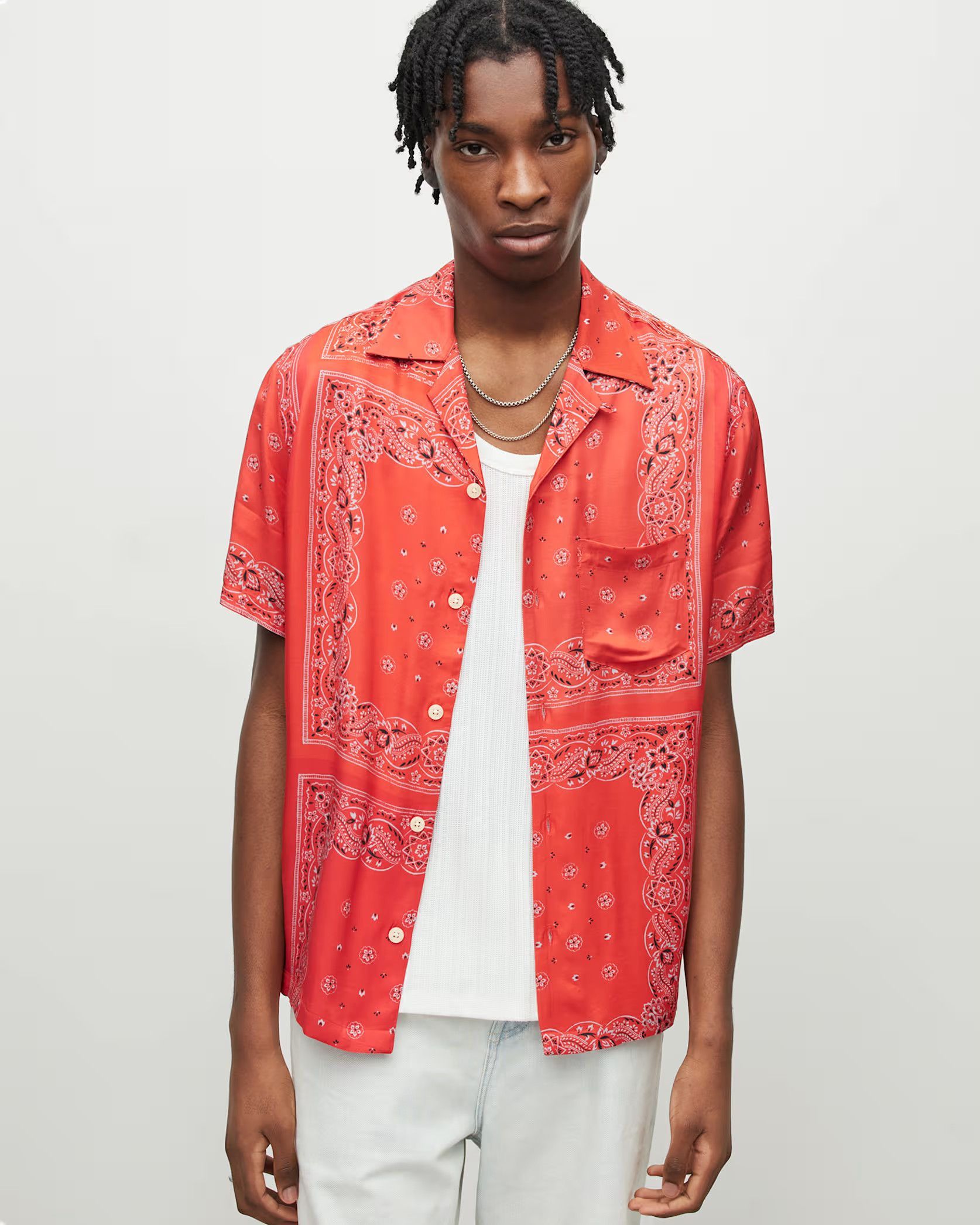 Allsaints ALLSAINTS Tikal Short Sleeve Bandana Print Shirt Size US XS / EU 42 / 0 - 1 Thumbnail