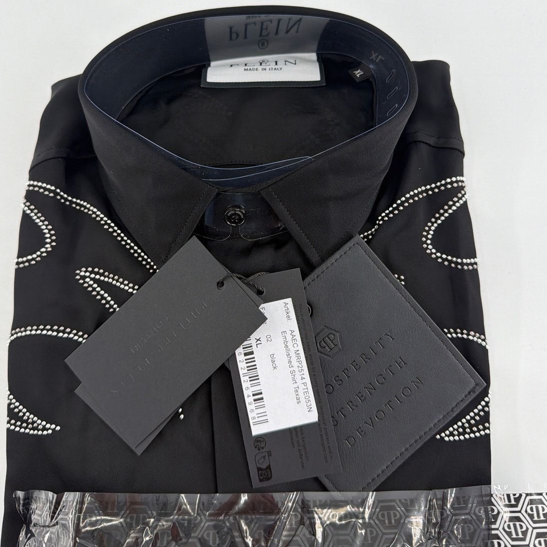 Philipp Plein Philipp Plein Men's Black Embellished Texas Shirt Size XL Size US XL / EU 56 / 4 - 5 Thumbnail