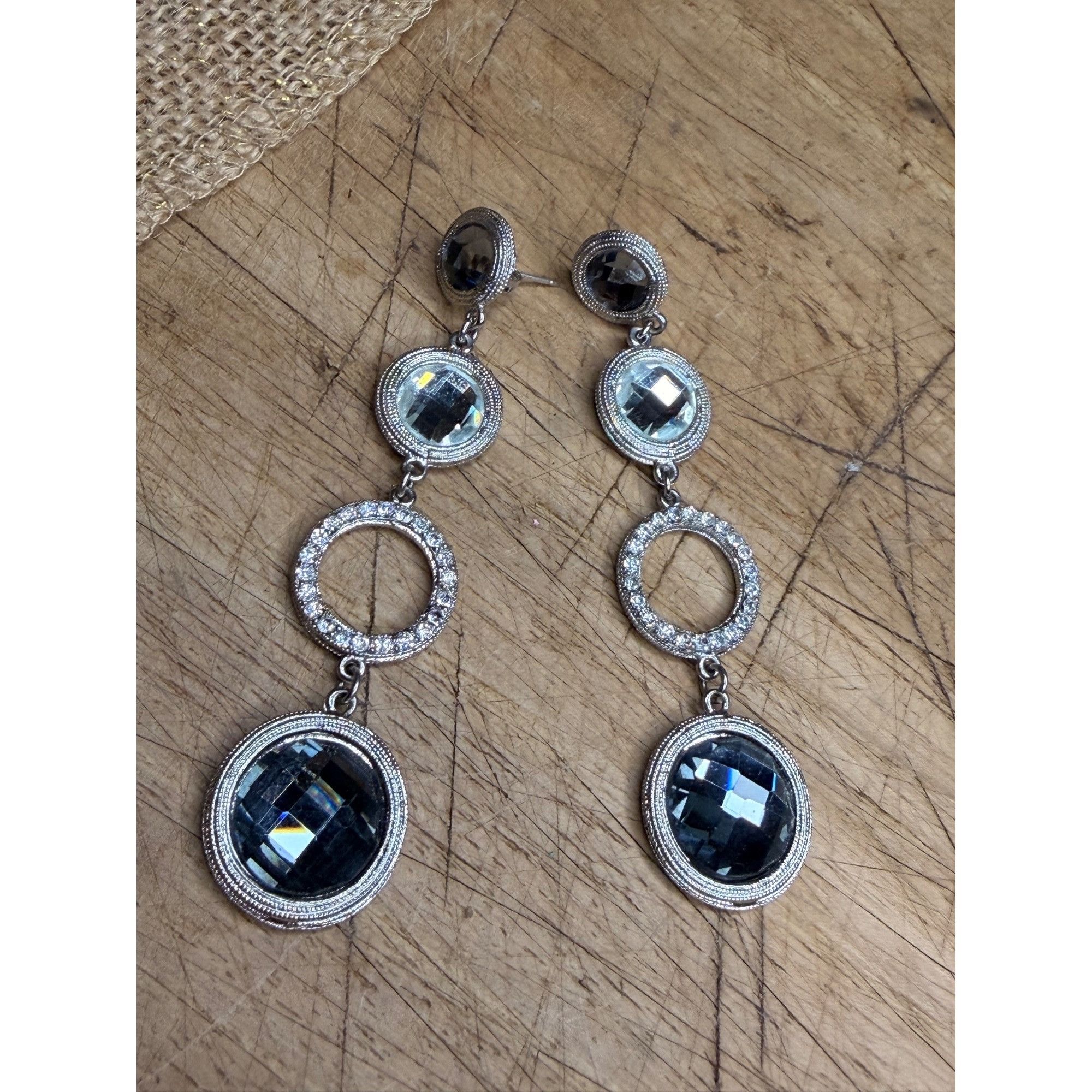 Other Silver Crystal Drop Statement Earrings With Rhinestone Accen Size ONE SIZE - 1 Thumbnail
