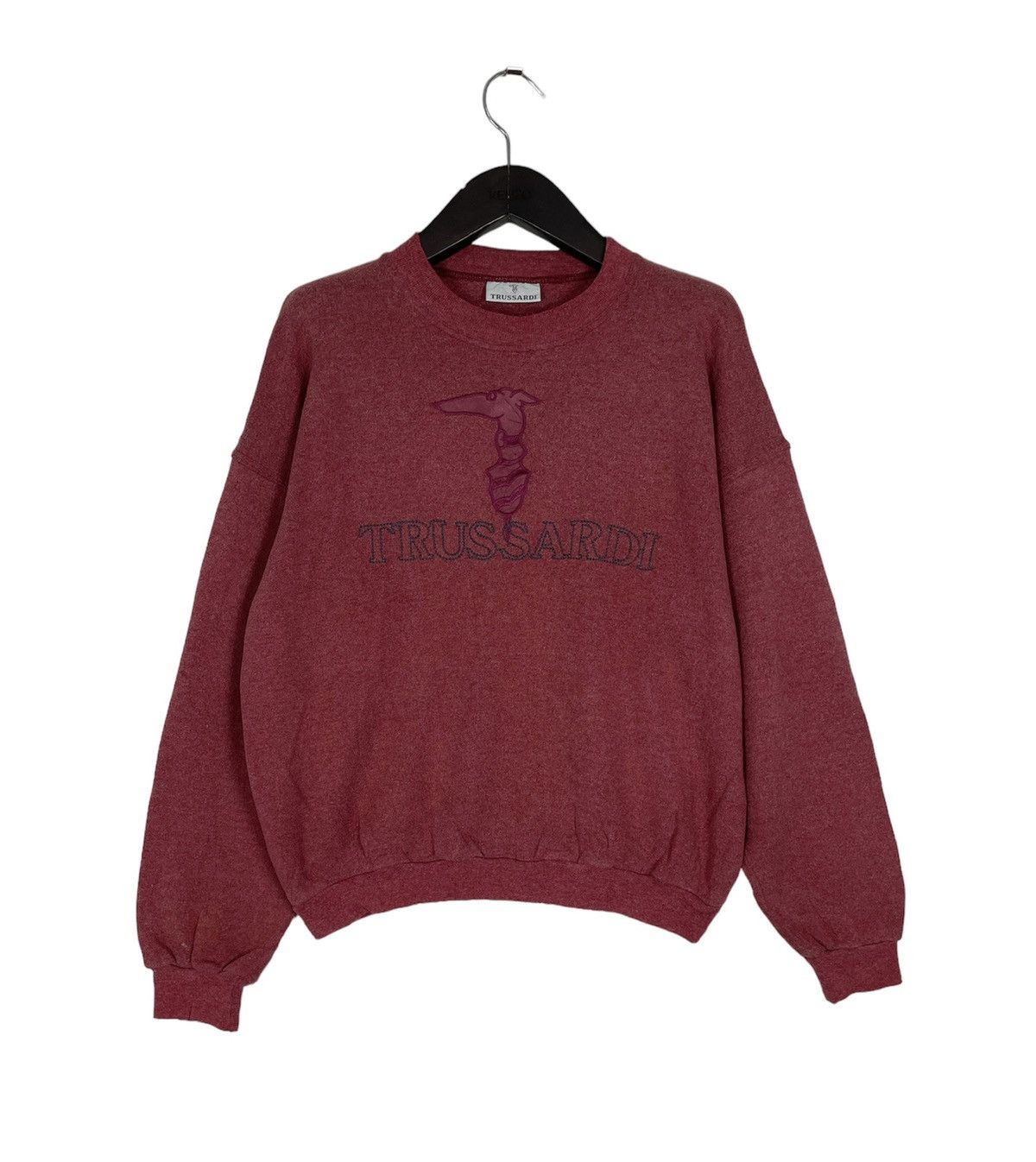 image of Trussardi Vintage Trussadi Sweatshirt Heather Red in Navy/Heather Grey/Red, Men's (Size Medium)