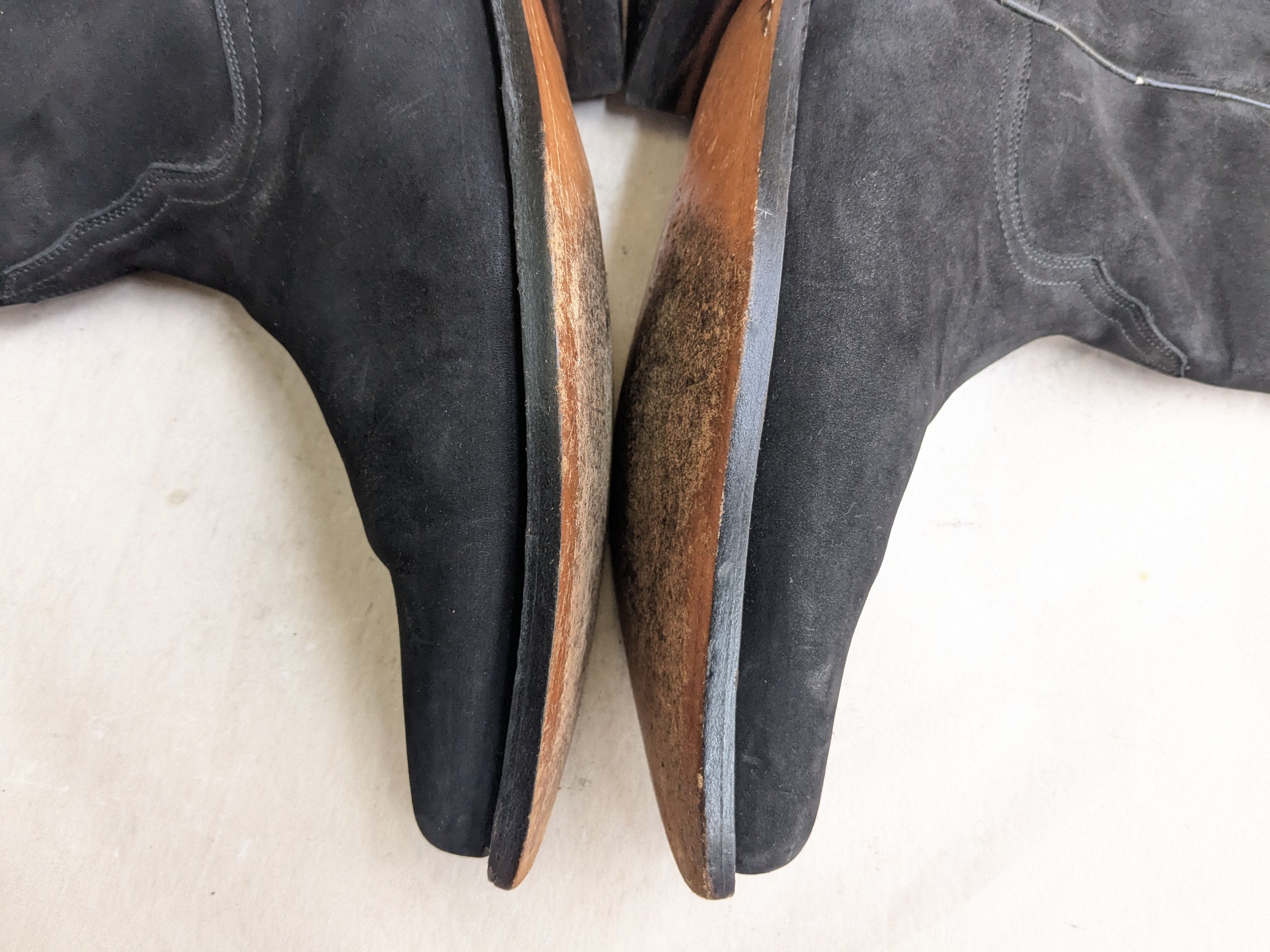 Genuine Leather El Canelo Cowboy Boots Black Suede 10 Leather Botas Size US 10 / EU 43 - 7 Thumbnail
