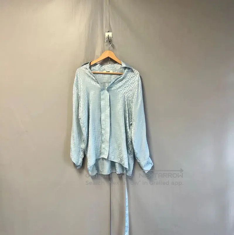 Fendi Fendi Light Blue Cotton Women's Shirt . Size L / US 10 / IT 46 - 1 Thumbnail