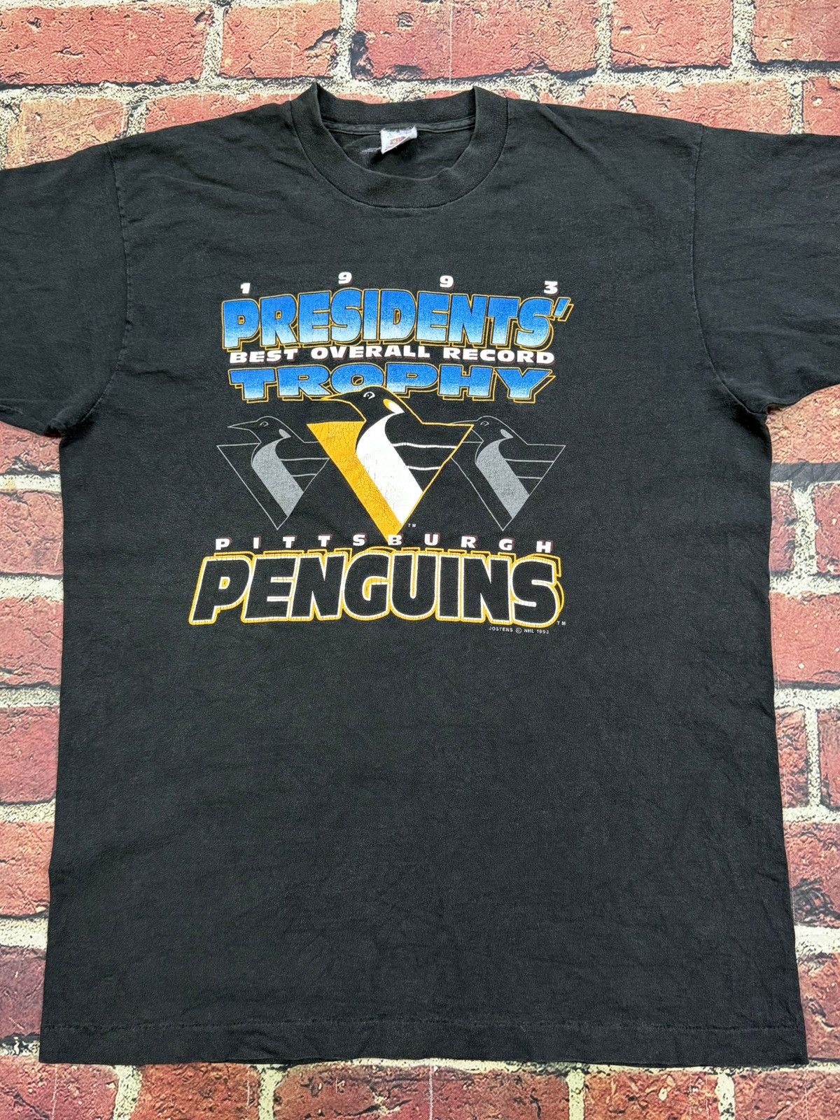 Fruit Of The Loom Vintage 1993 Pittsburgh Penguins Presidents Trophy T-Shirt Size US L / EU 52-54 / 3 - 4 Thumbnail