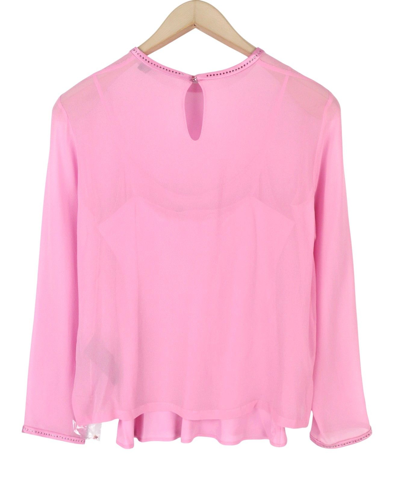 Max Mara EU34 XS Pink 100% Silk Rhinestones 2in1 Blouse 88773 Size XS / US 0-2 / IT 36-38 - 4 Thumbnail