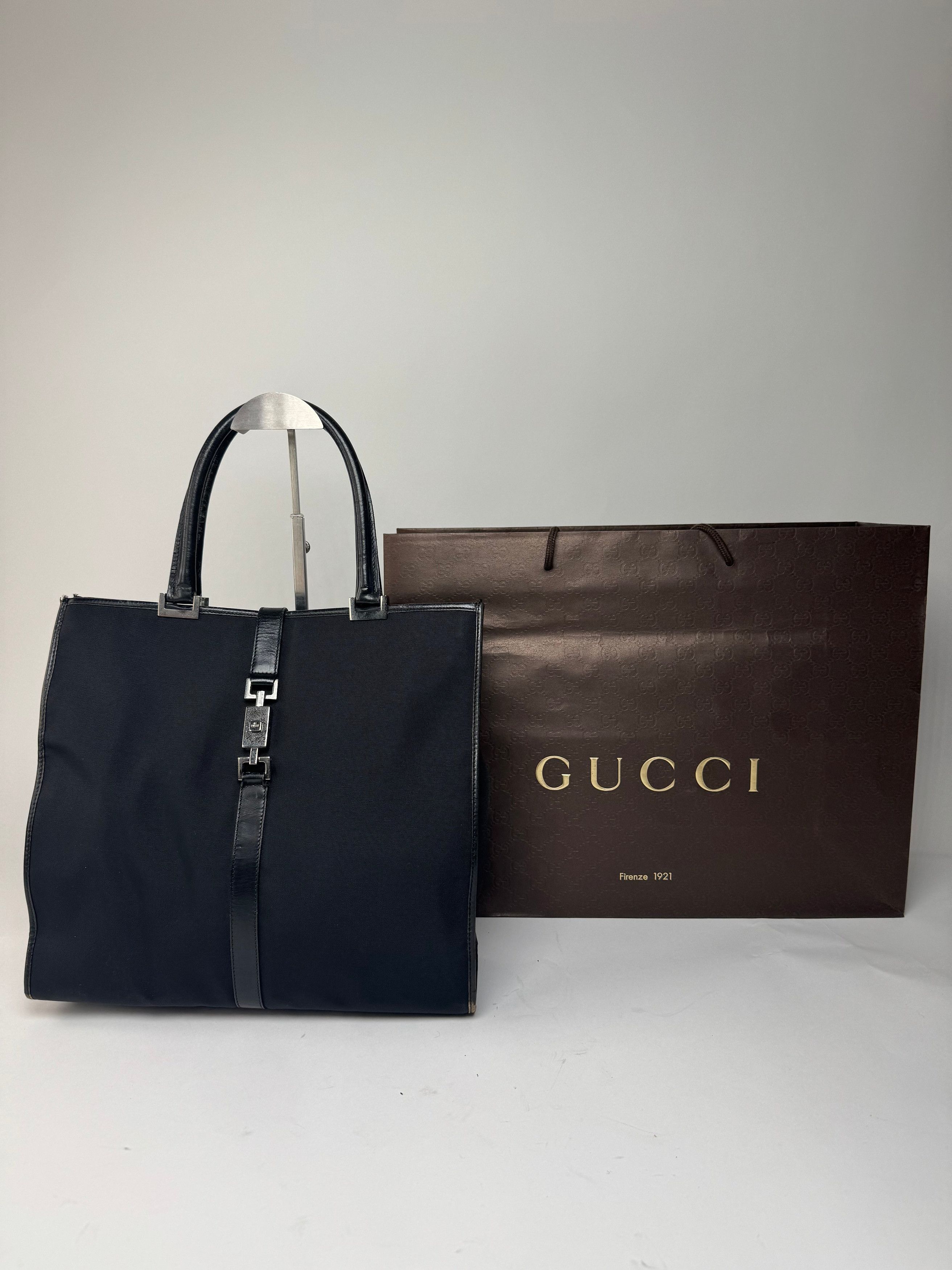Gucci Vintage Jackie Leather Canvas Bag Black Size ONE SIZE - 1 Thumbnail