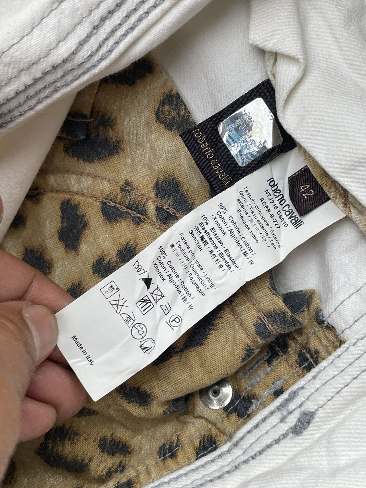 Roberto Cavalli Roberto Cavalli White/Grey Abstract Denim Size 32" / US 10 / IT 46 - 10 Thumbnail