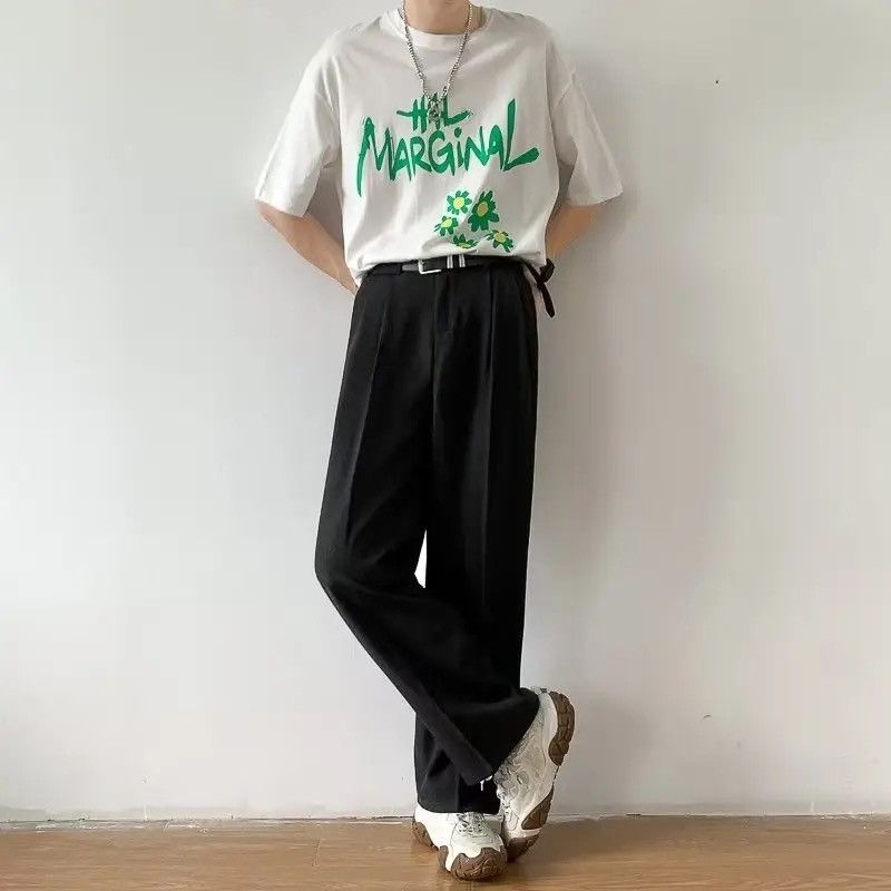 Japanese Brand Black Baggy Straight Leg Pants Size US 30 / EU 46 - 1 Thumbnail