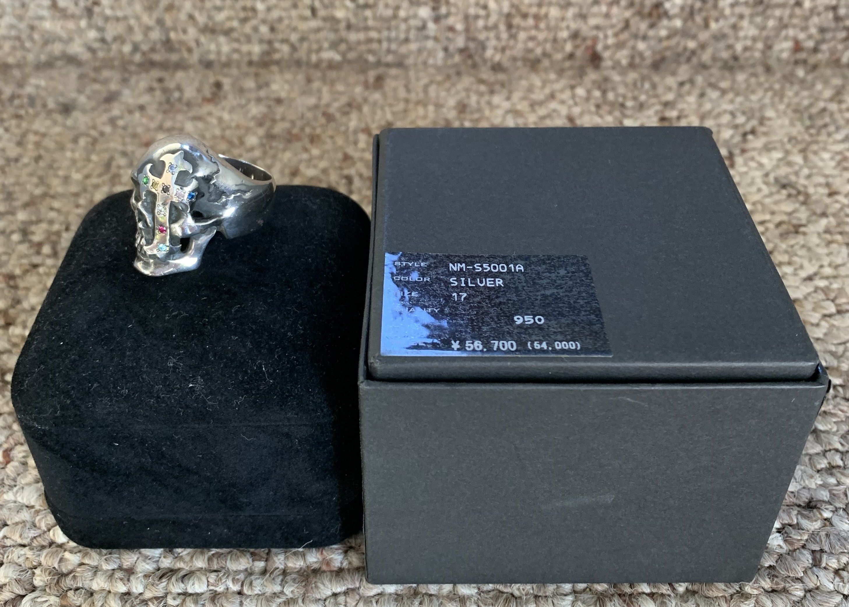 Number (N)ine SS05 "Nightcrawler" Bejeweled Silver Skull Ring w/ box Size ONE SIZE - 10 Thumbnail