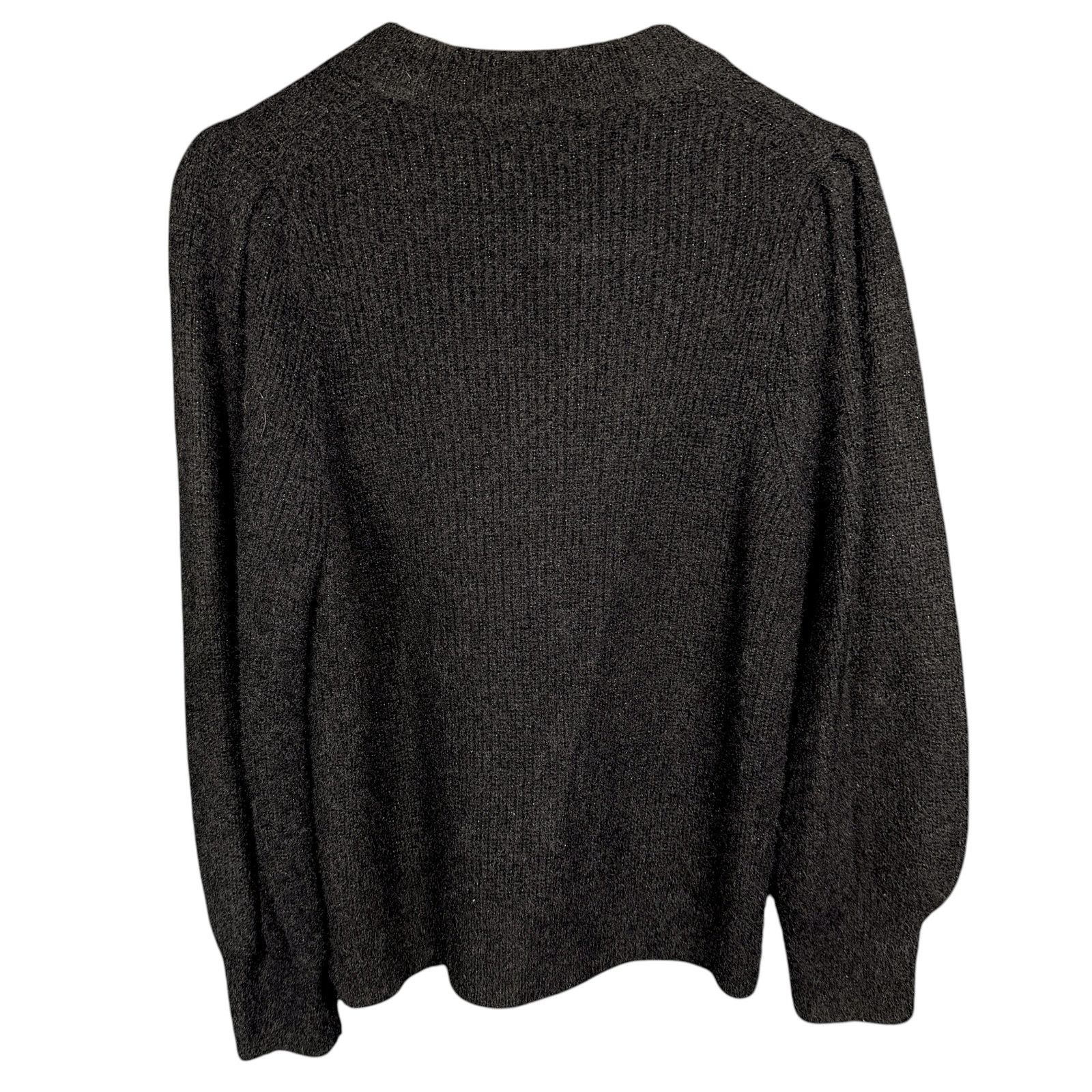 Madewell Madewell Women's Large Black Ribbed Funnel Neck Sweater Size L / US 10 / IT 46 - 2 Thumbnail