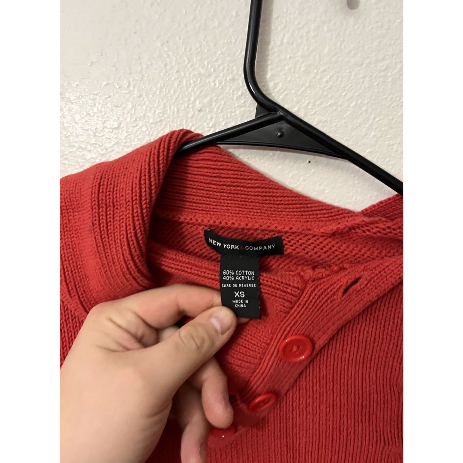 Vintage VINTAGE New York & Co. Women's XS Red Knit Turtleneck Sweater Acrylic Long Sleeve Buttons Pullover Size XS / US 0-2 / IT 36-38 - 2 Thumbnail