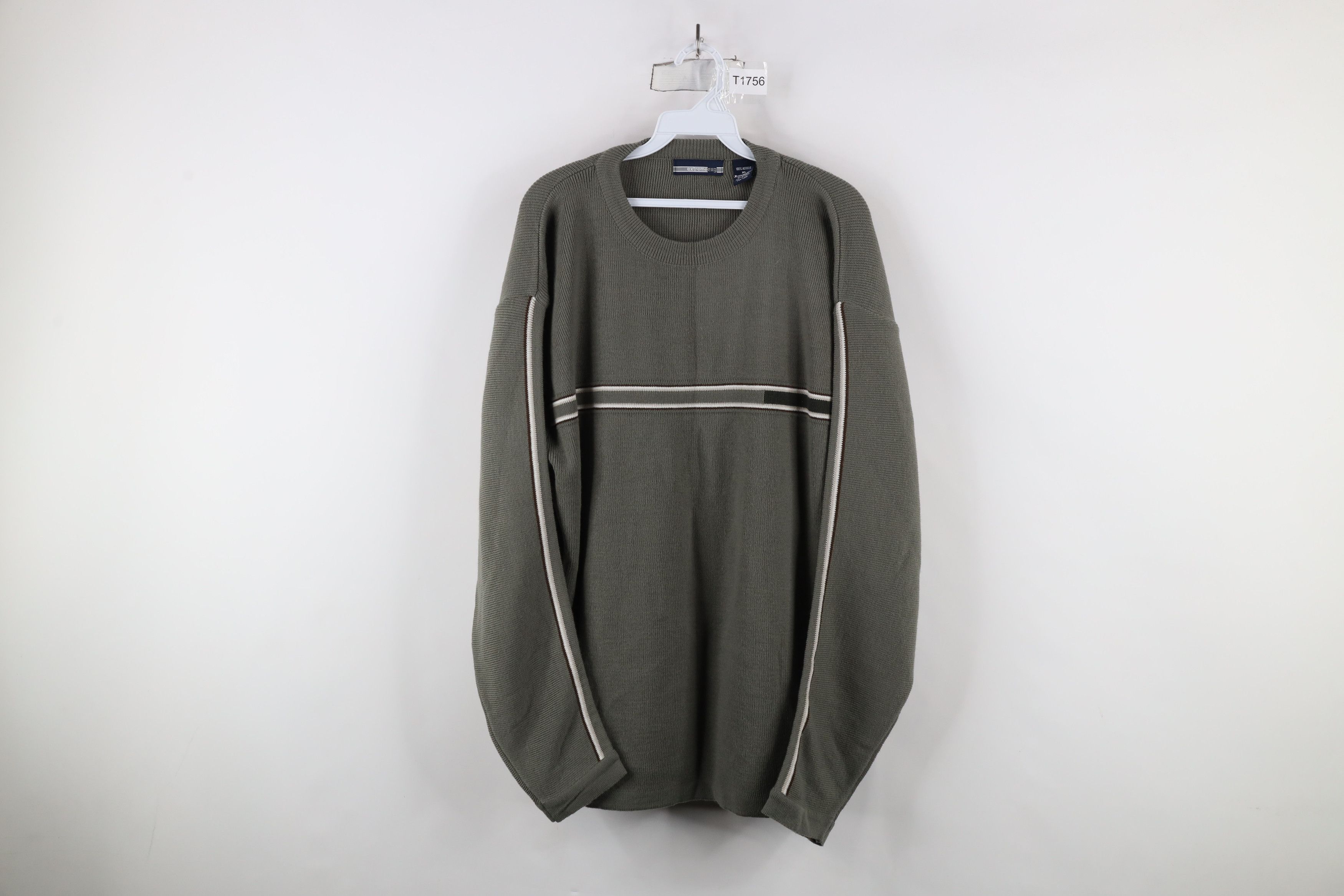 Vintage Vintage 90s Y2K Streetwear Block Ribbed Knit Sweater Green Size US XL / EU 56 / 4 - 1 Thumbnail