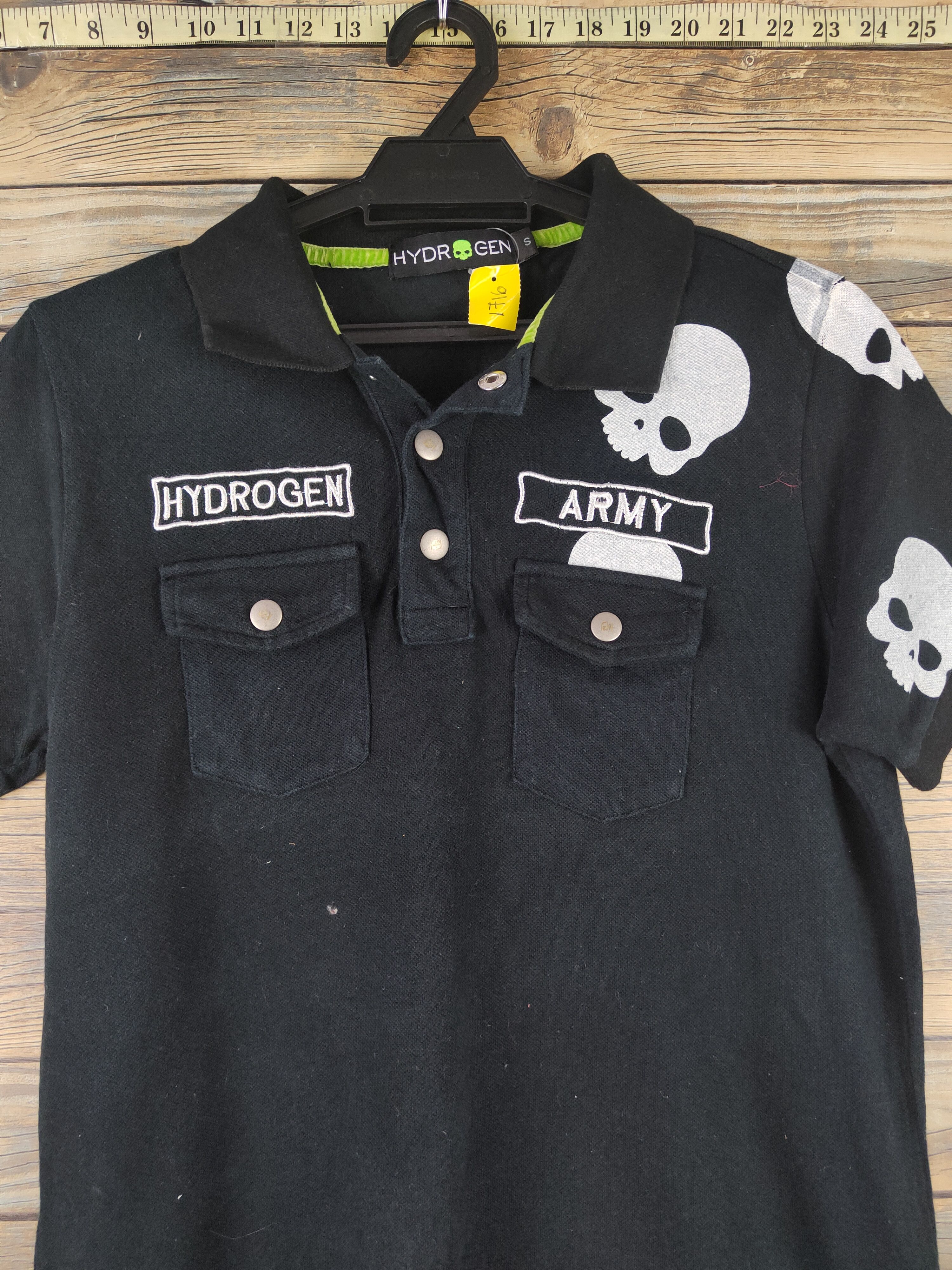 HYDROGEN DL Hydrogen skull Black Polo Shirts #1716 Size US S / EU 44-46 / 1 - 2 Thumbnail