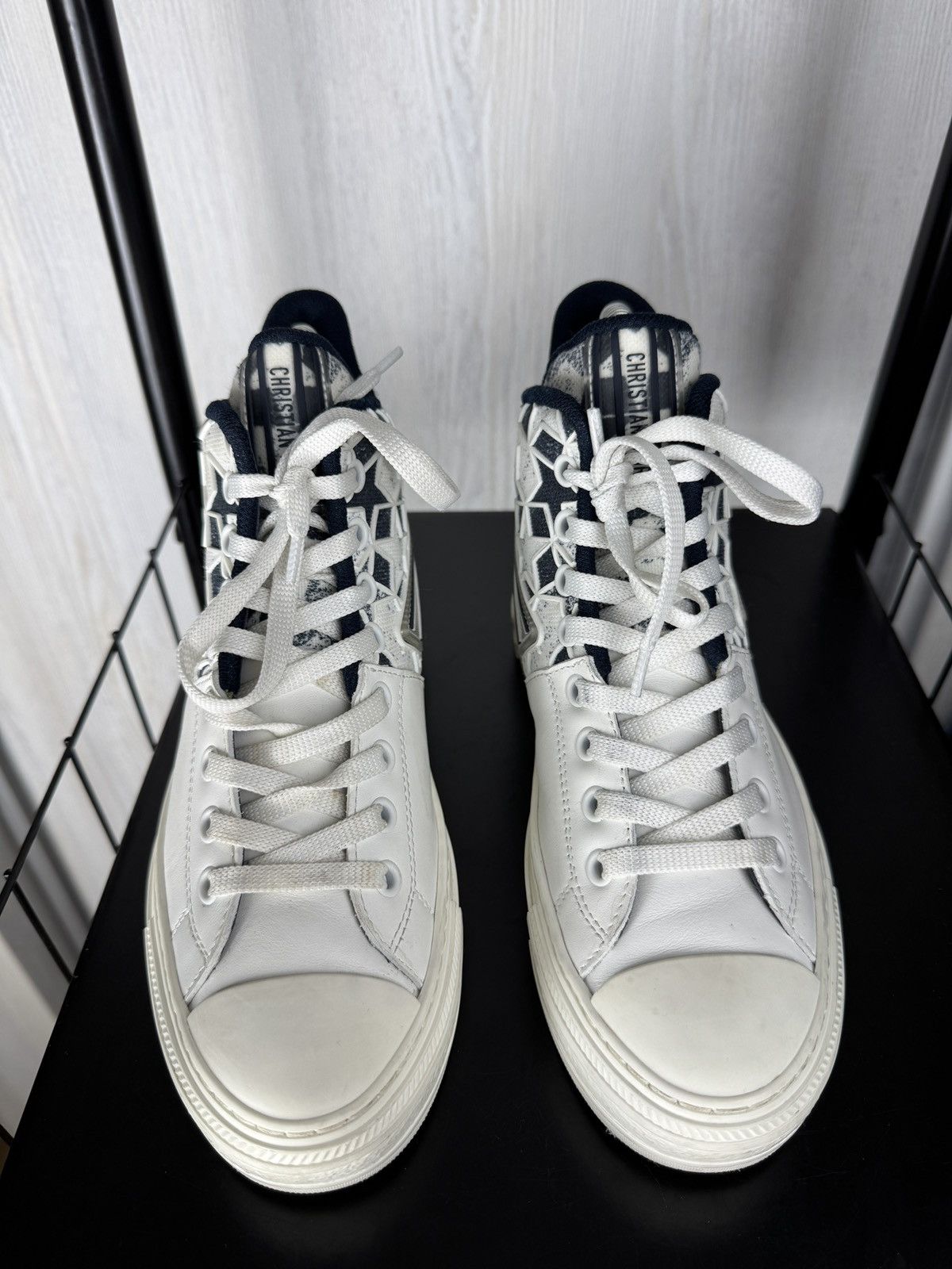 Dior Dior Walk'n'Dior Star Star Lace Up High Top Leather Sneakers Size US 4.5 / IT 34.5 - 7 Thumbnail