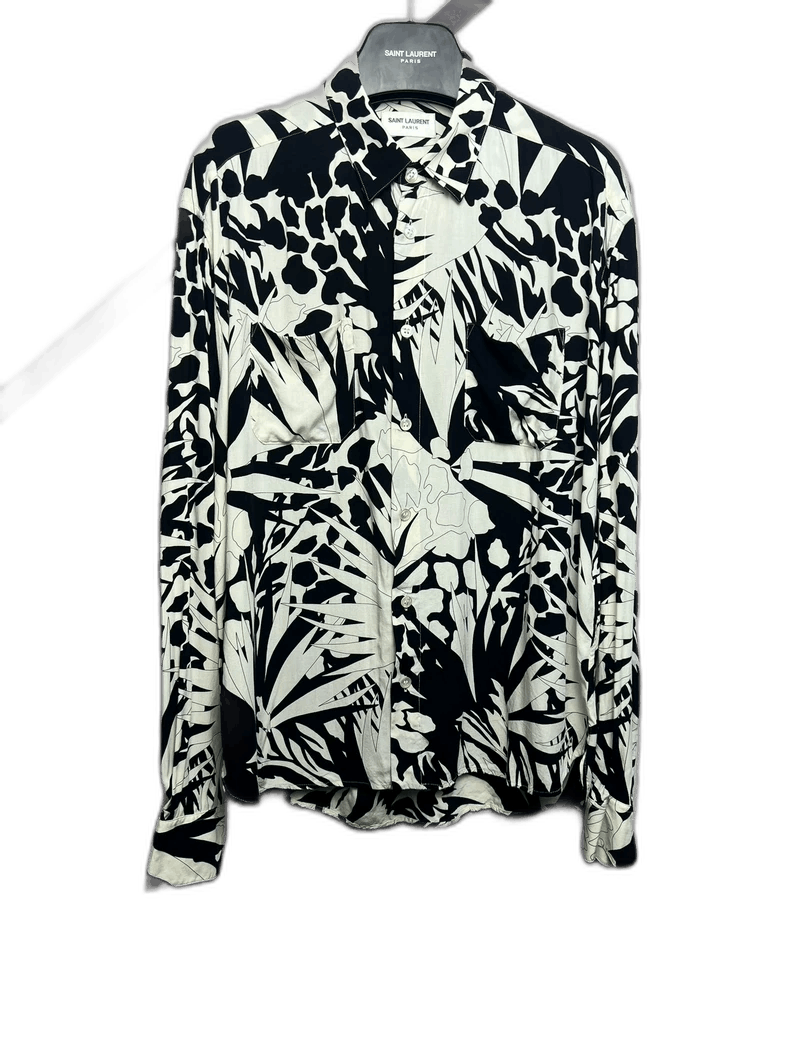 Saint Laurent Paris Saint Laurent Black and White Printed Shirt Size US L / EU 52-54 / 3 - 1 Thumbnail