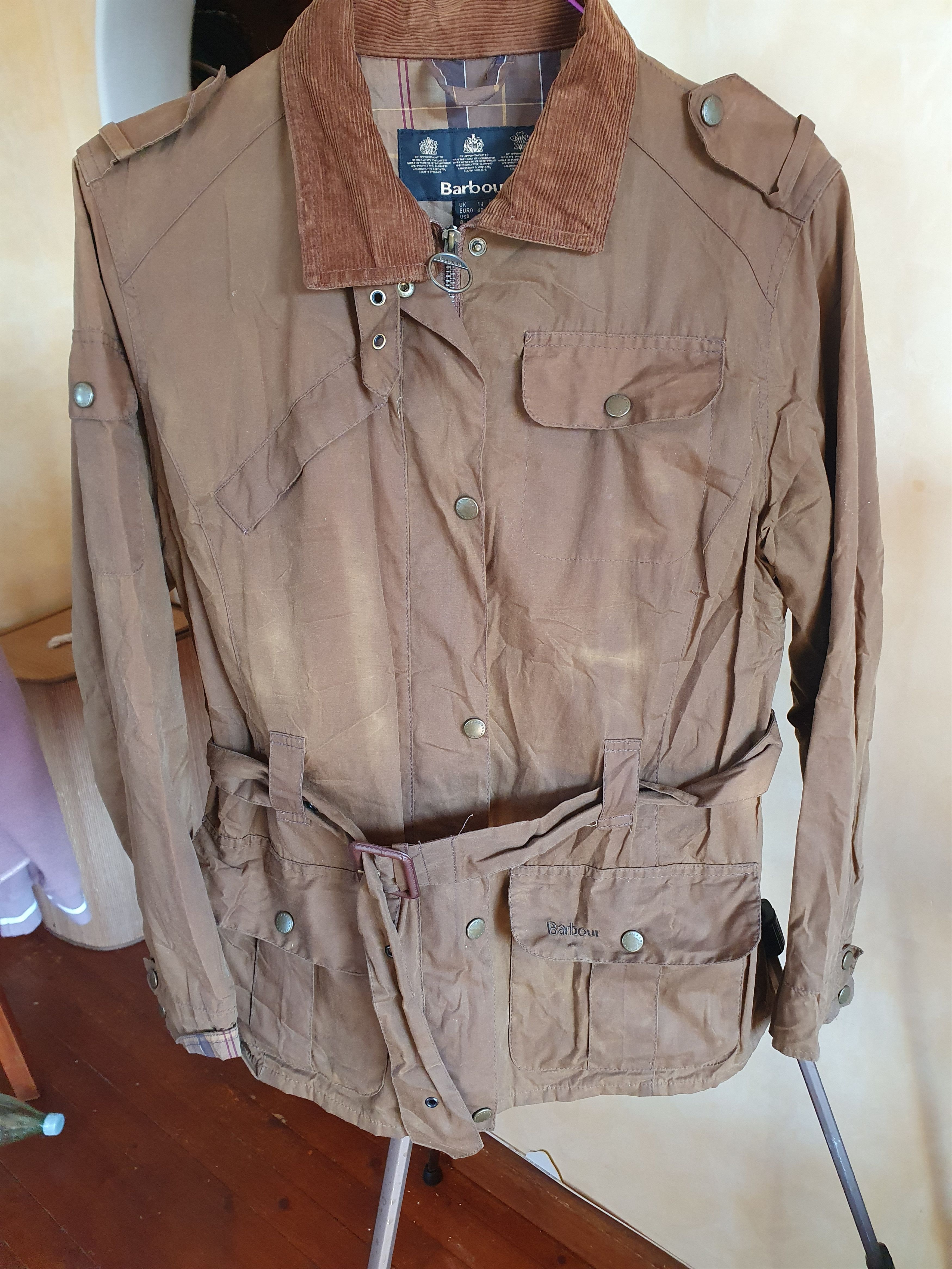 Barbour Barbour L77 Flyweight Wax Amelia Jacket Womens Belted Size L / US 10 / IT 46 - 1 Thumbnail
