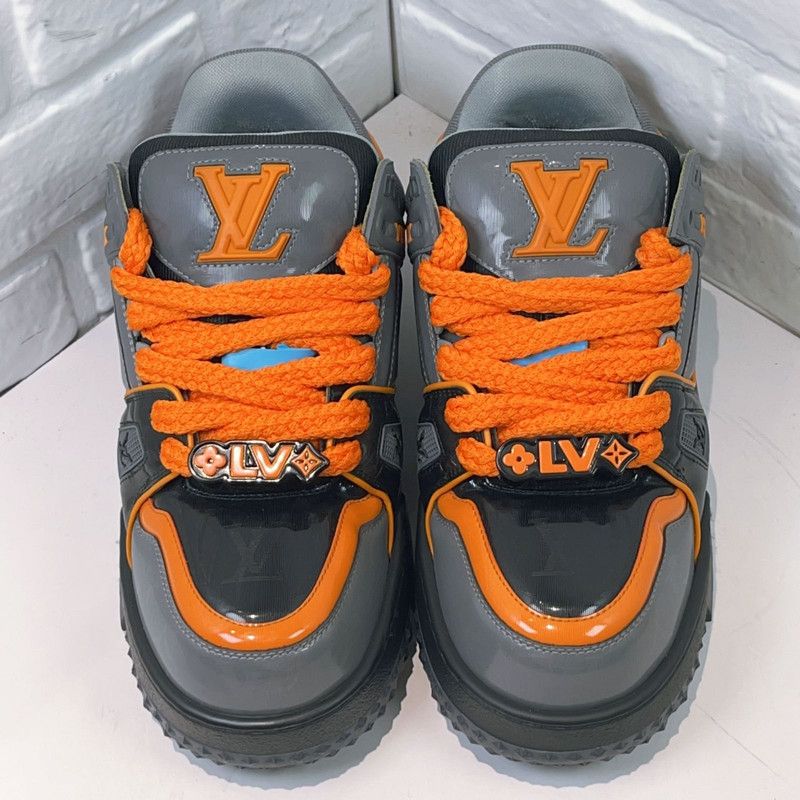 Louis Vuitton Trainer Maxi Sneakers in Gray and Orange 0079