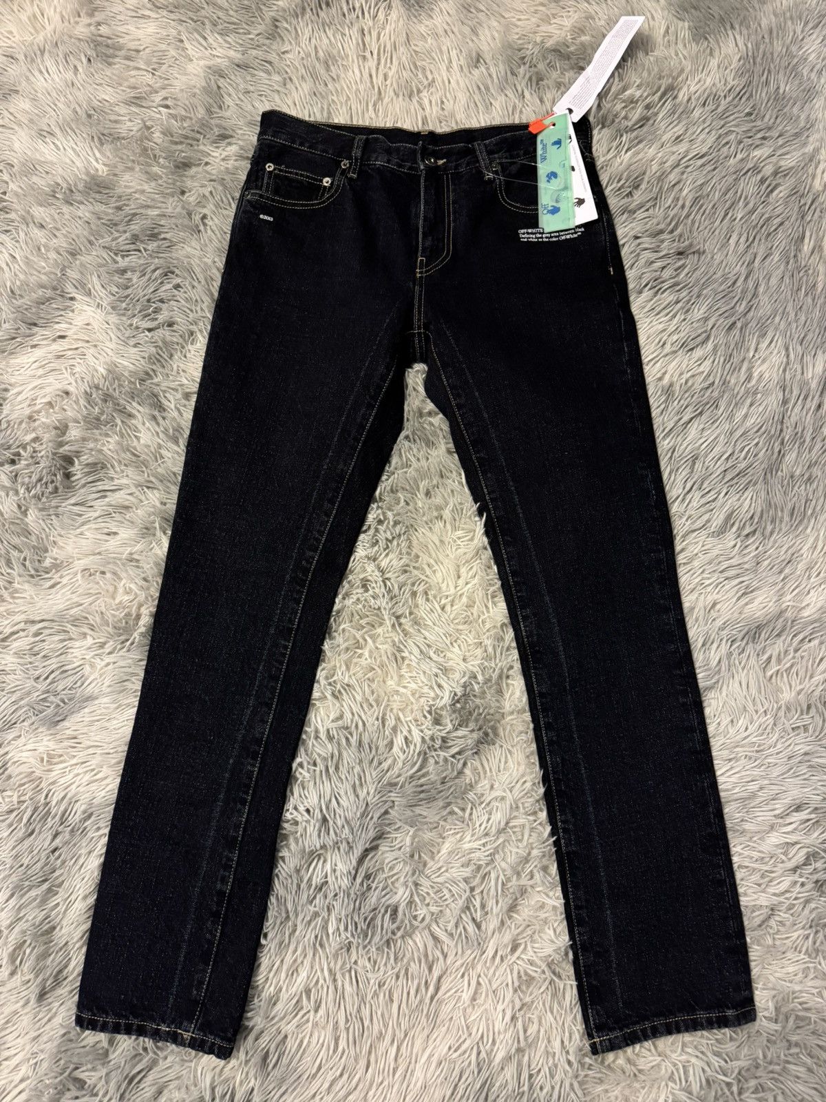 Off-White dark indigo printed jeans Size US 29 - 1 Thumbnail
