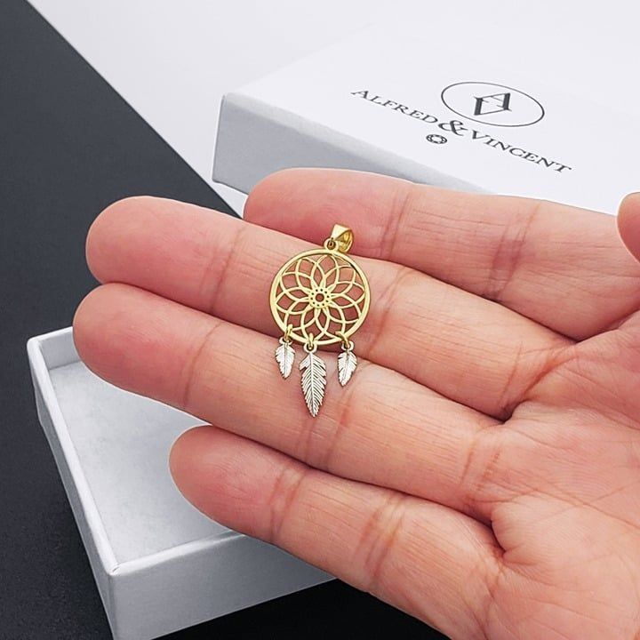 Other Dreamcatcher Willow Hoop Net Pendant 14k Yellow & White Gold Size ONE SIZE - 4 Thumbnail