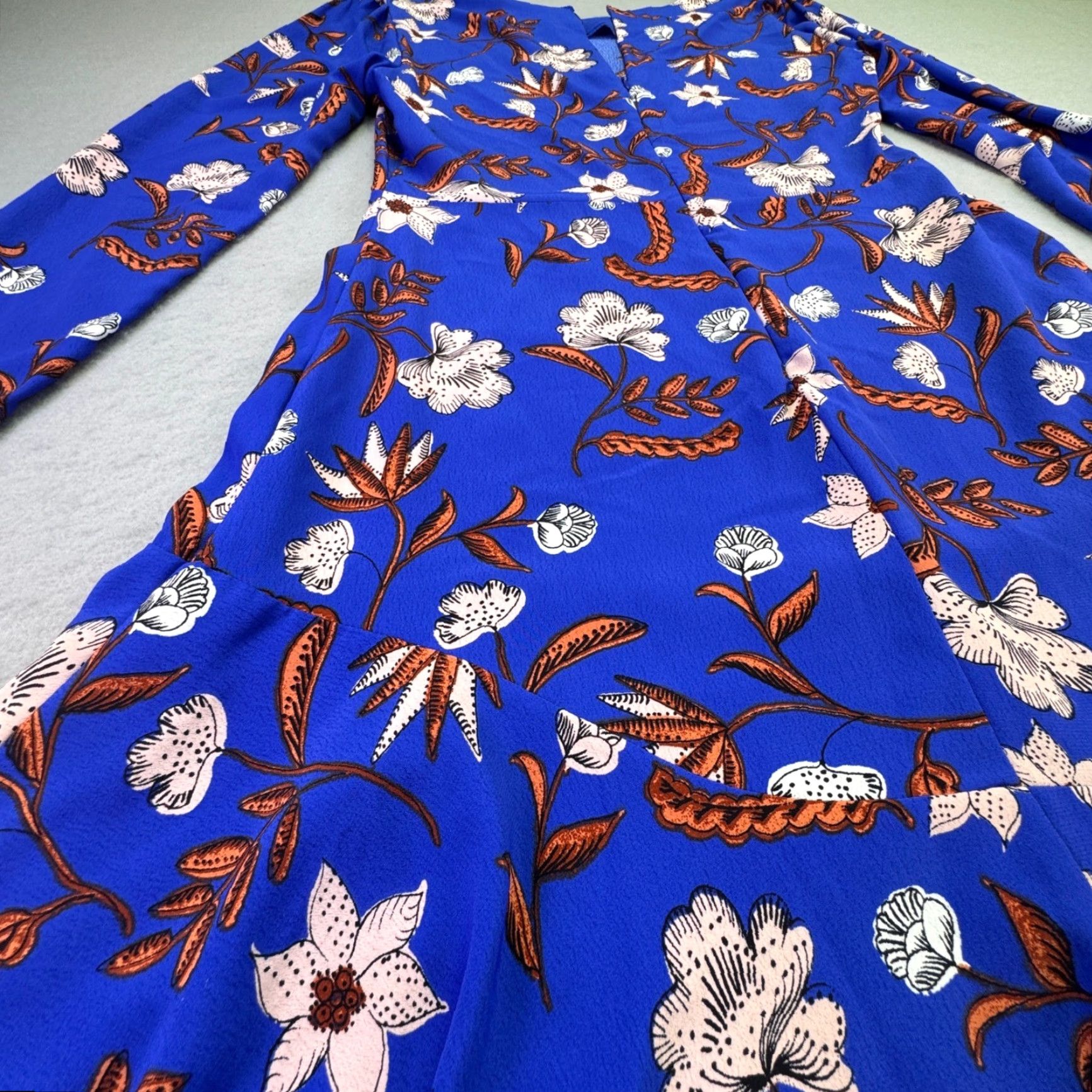 ASTR The Label VINTAGE ASTR The Label Dress Womens Medium Blue Floral Print Long Sleeve Knee Length Size M / US 6-8 / IT 42-44 - 2 Thumbnail