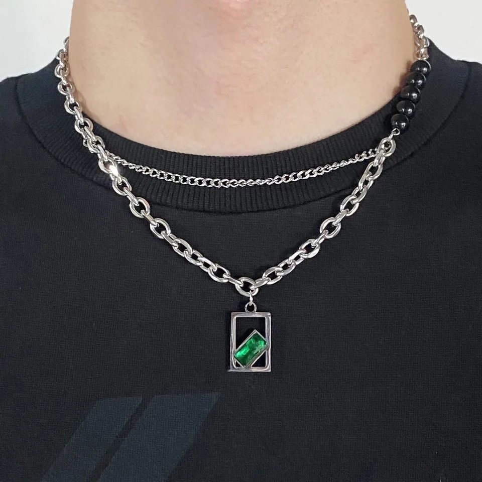 Jewelry Double-layer Chain Splicing Charm Collar Pendant Necklace Size ONE SIZE - 1 Thumbnail