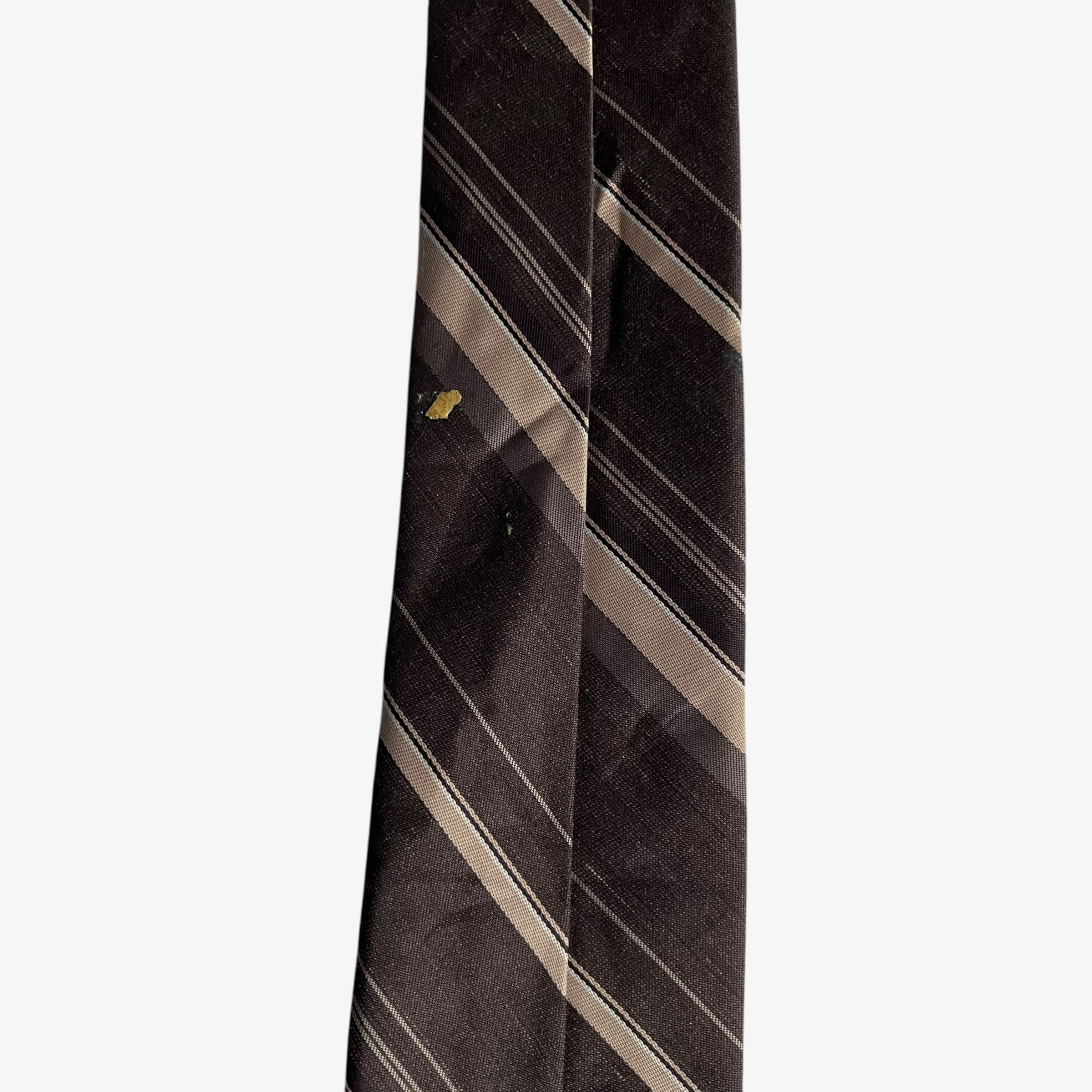 Other Vintage 80s Paco Rabanne Brown Striped Tie Size ONE SIZE - 5 Thumbnail