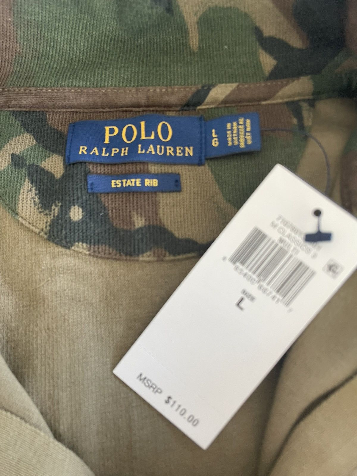Polo Ralph Lauren POLO RALPH LAUREN SWEATER Mens MOCK NECK ZIP CAMO $110 Size US L / EU 52-54 / 3 - 5 Thumbnail