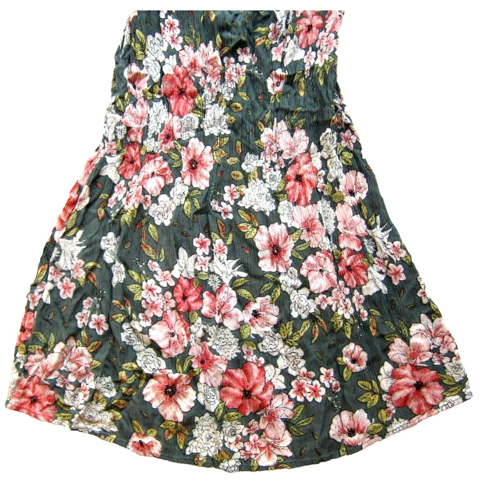 Billabong Billabong 100% Rayon Green Pink Floral V-Neck Short Sleeve Dress Small Size 28" / US 6 / IT 42 - 5 Thumbnail
