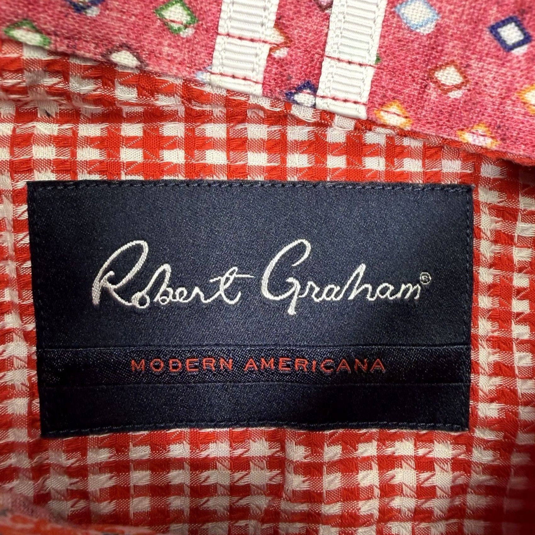 Robert Graham Robert Graham Mens 2XL Red Linen Short Sleeve Button Front Tailored Fit Shirt Size US XXL / EU 58 / 5 - 2 Thumbnail