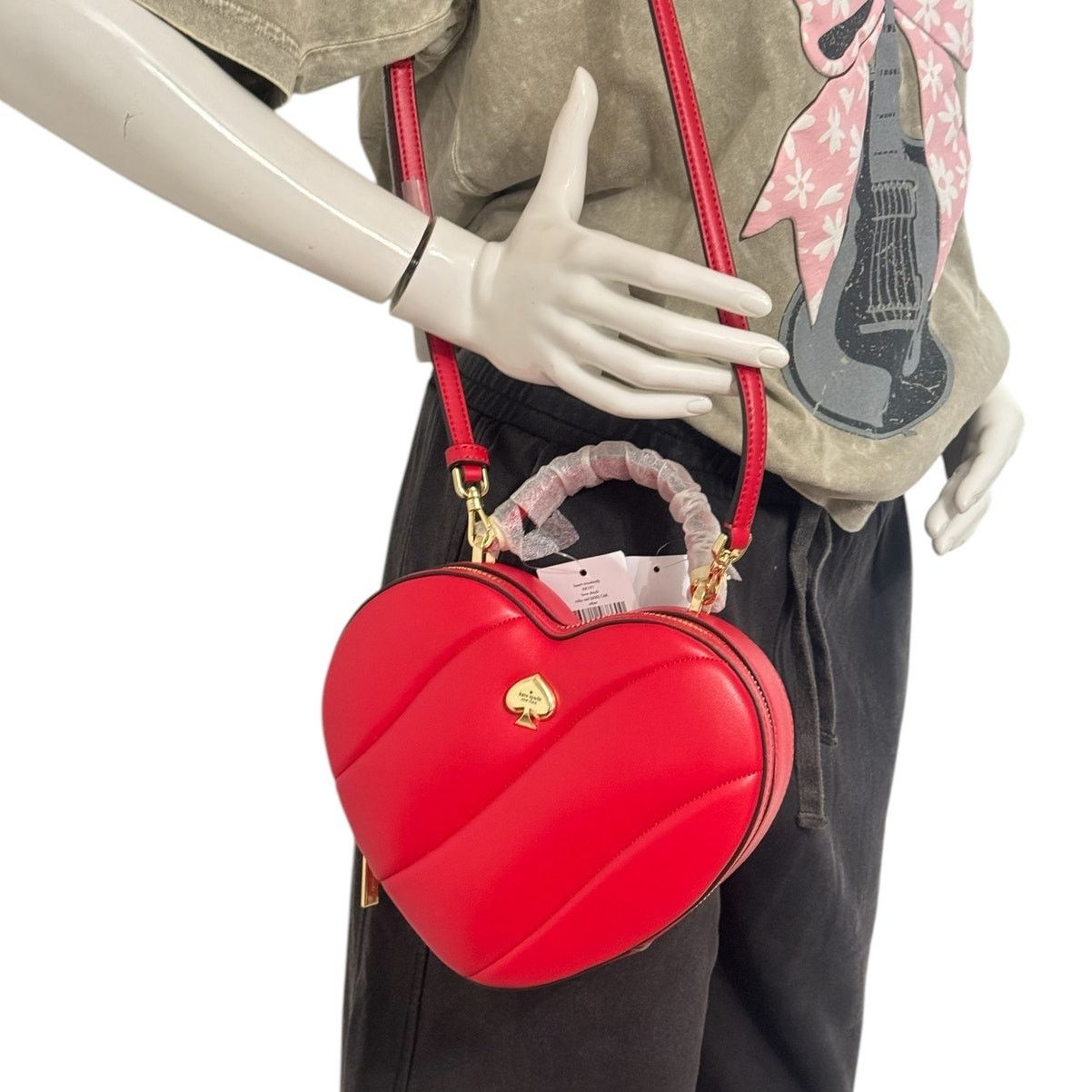 Kate Spade Kate Spade Love Shack Quilted 3D Heart Crossbody Bag in Ruby Size ONE SIZE - 3 Thumbnail