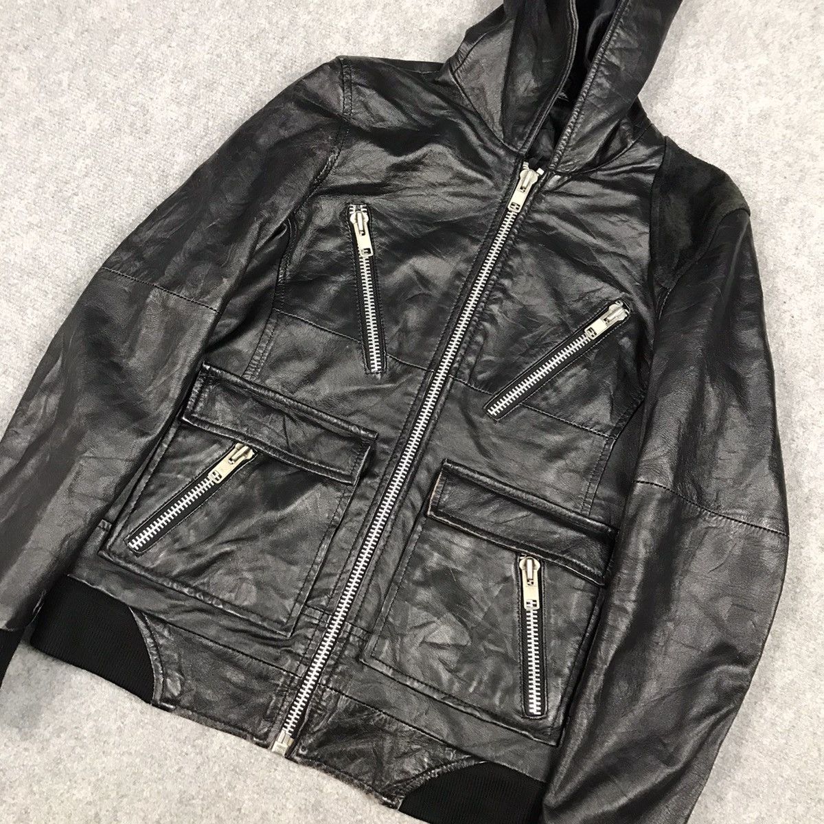 14th Addiction × If Six Was Nine LEATHER ZIPPER HOODIES JACKET PUNK LGB STYLE JACKET Size US S / EU 44-46 / 1 - 4 Thumbnail