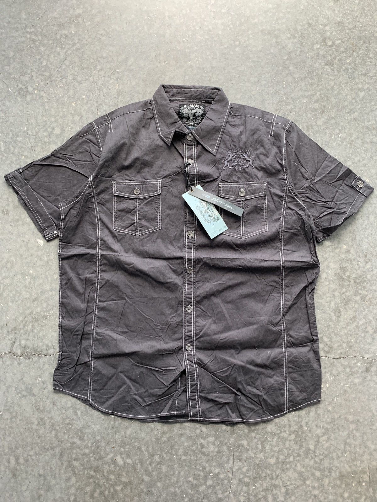 Affliction × Vintage Crazy Cyber Y2K Affliction Style Button Up Baggy Oversized Size US XXL / EU 58 / 5 - 2 Thumbnail